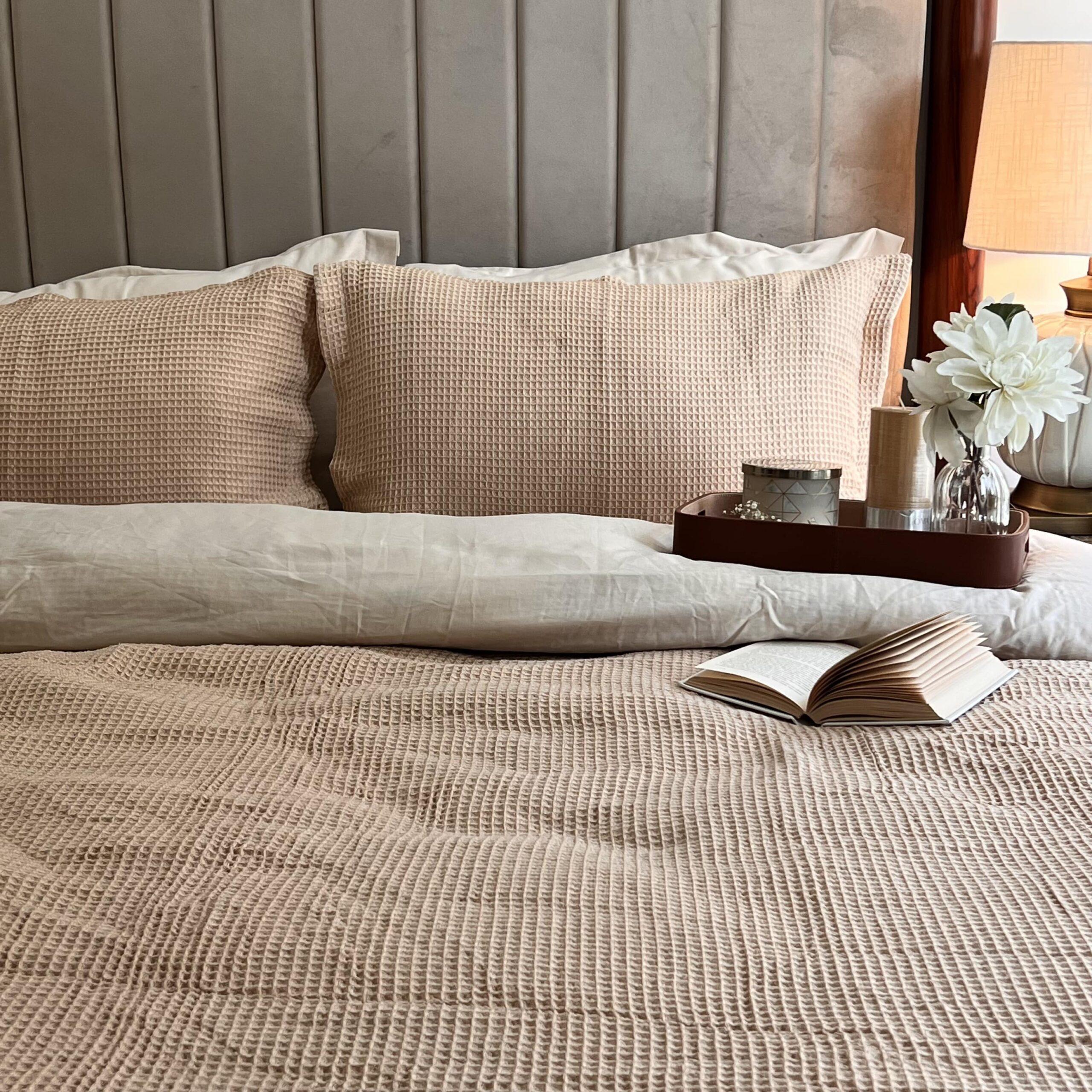 Honeycomb Oats Beige Woven Duvet Cover