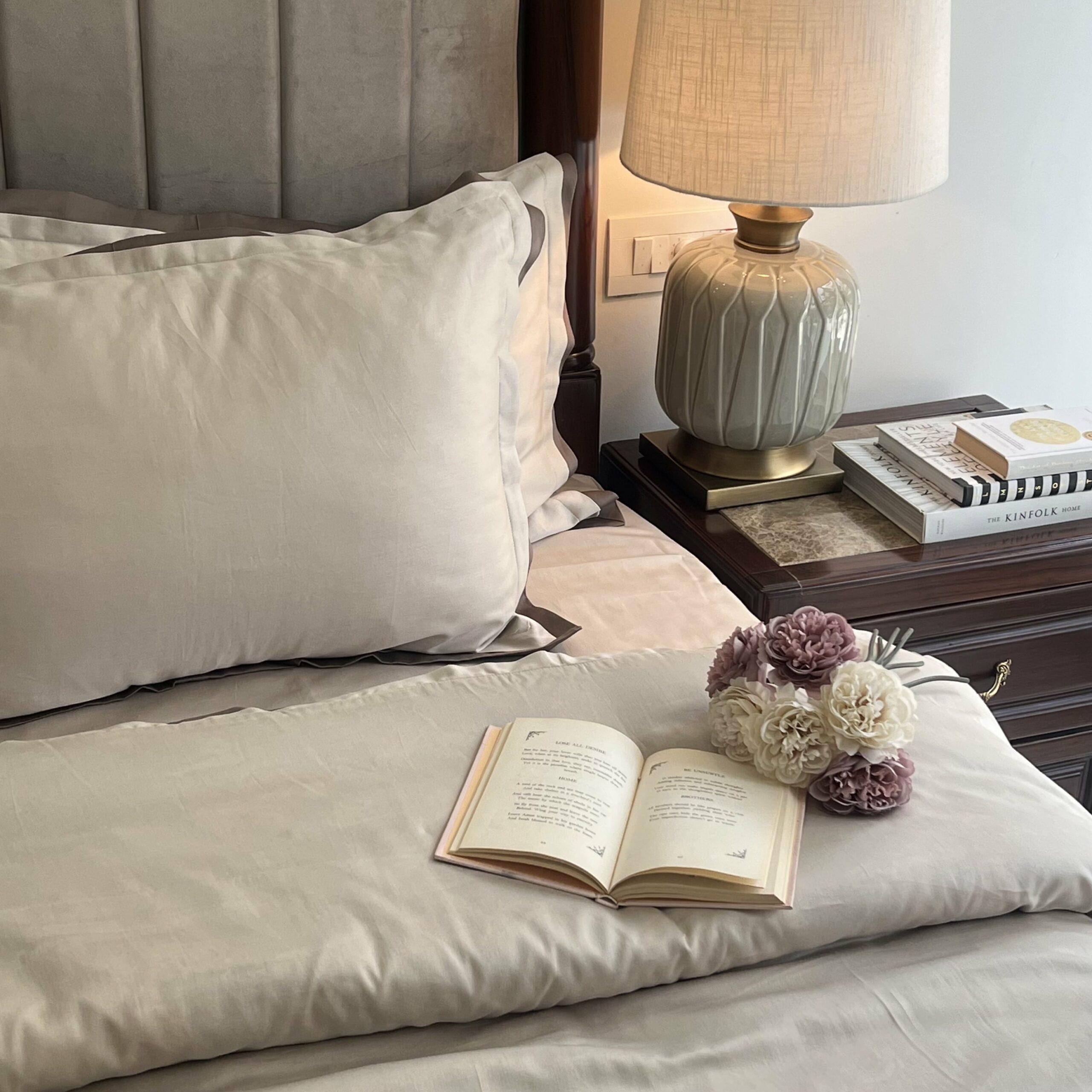 Oats Beige and Taupe Duplex Duvet Cover