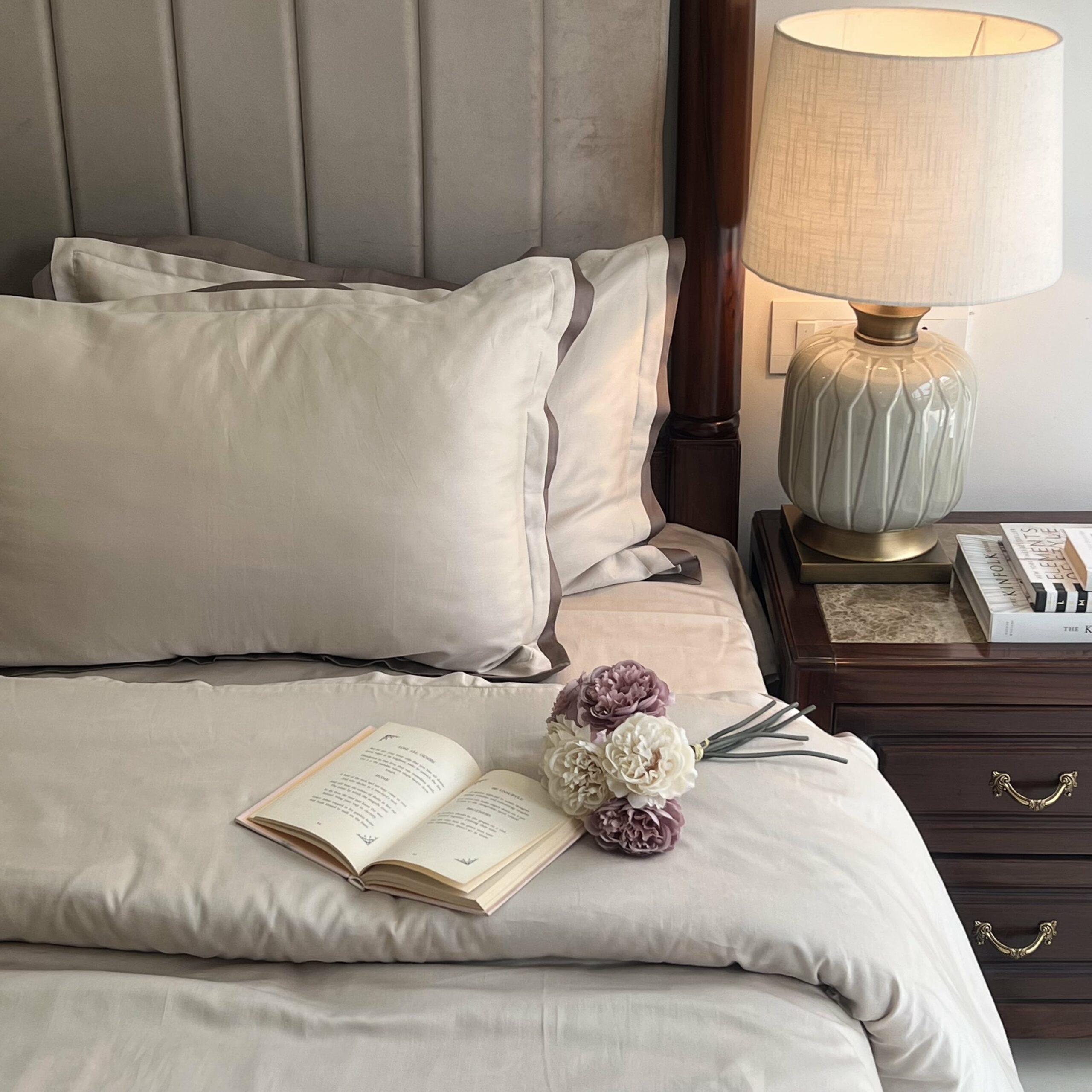 Oats Beige and Taupe Duplex Duvet Cover