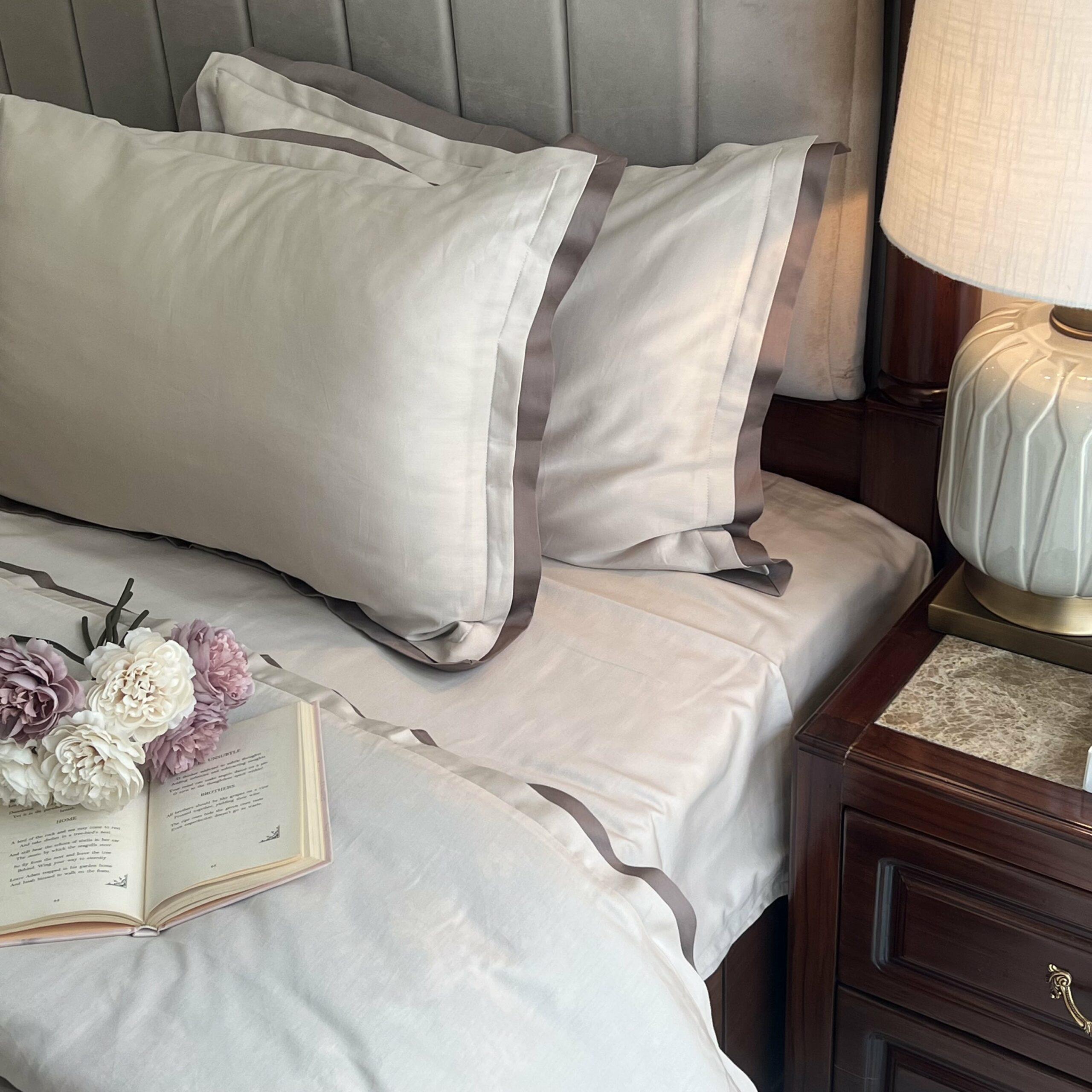 Oats Beige and Taupe Duplex Duvet Cover