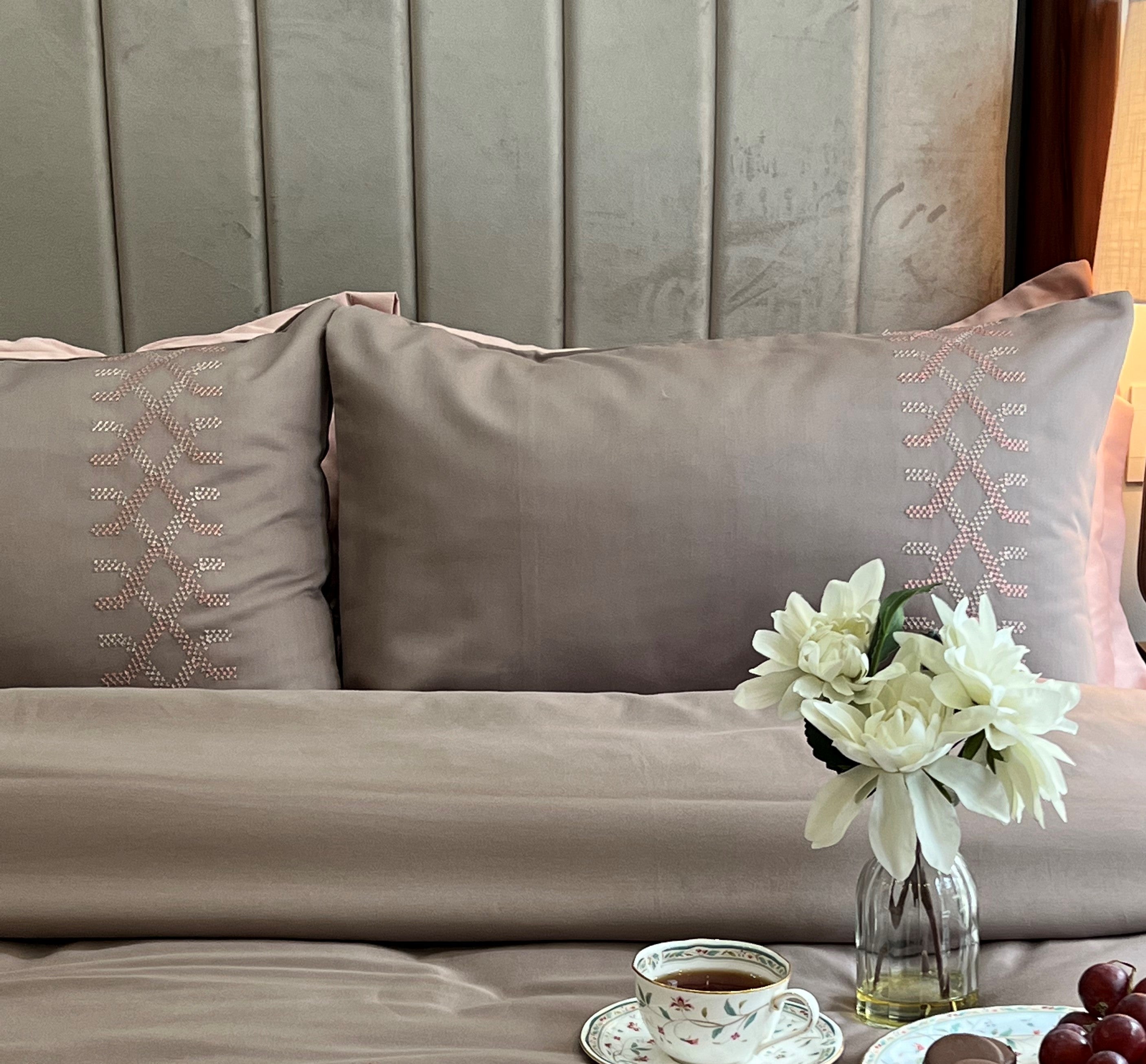 1000TC Cotton Rich Tribe Taupe Syona Bedsheet Set