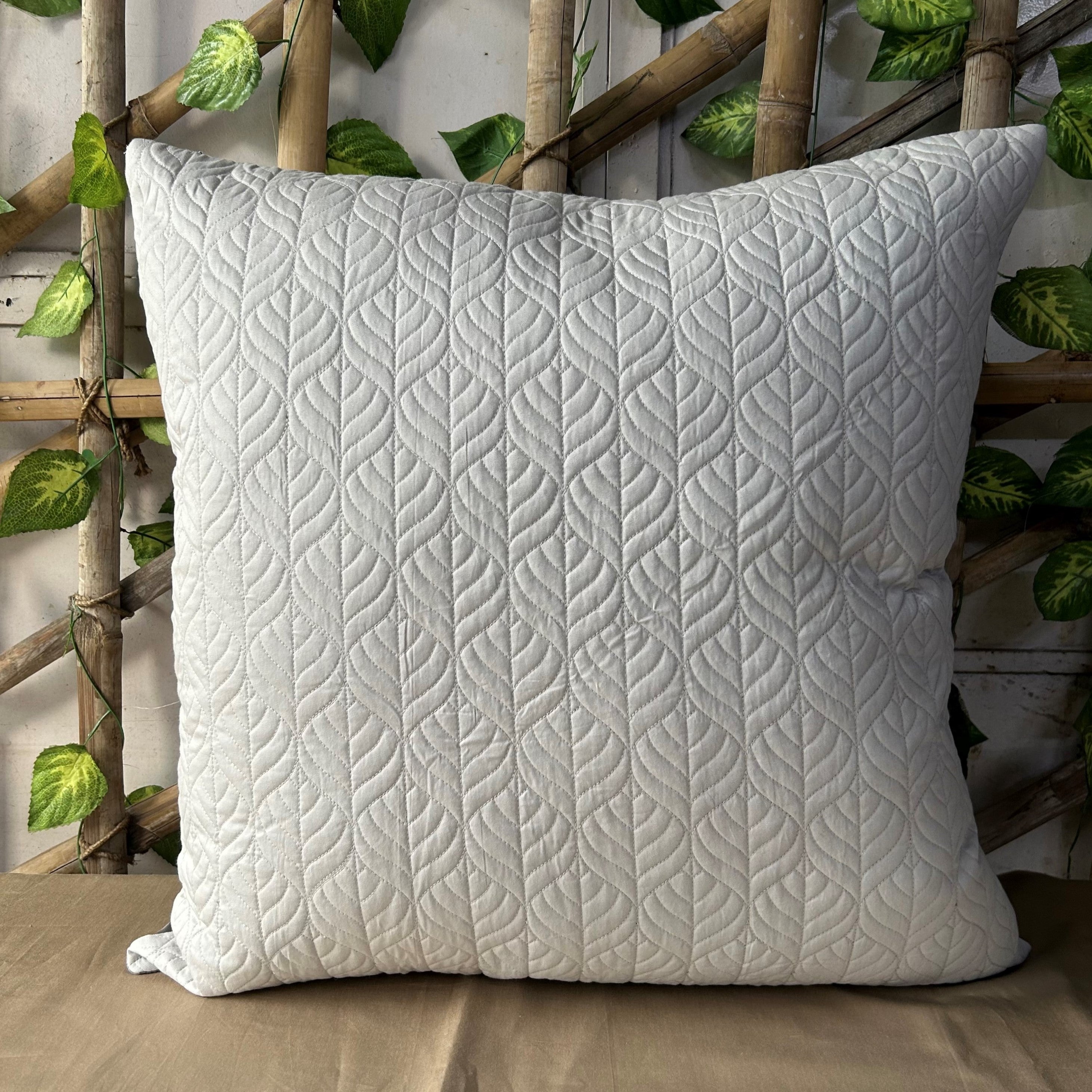Leafage Grey Quilted Cotton Euro Sham