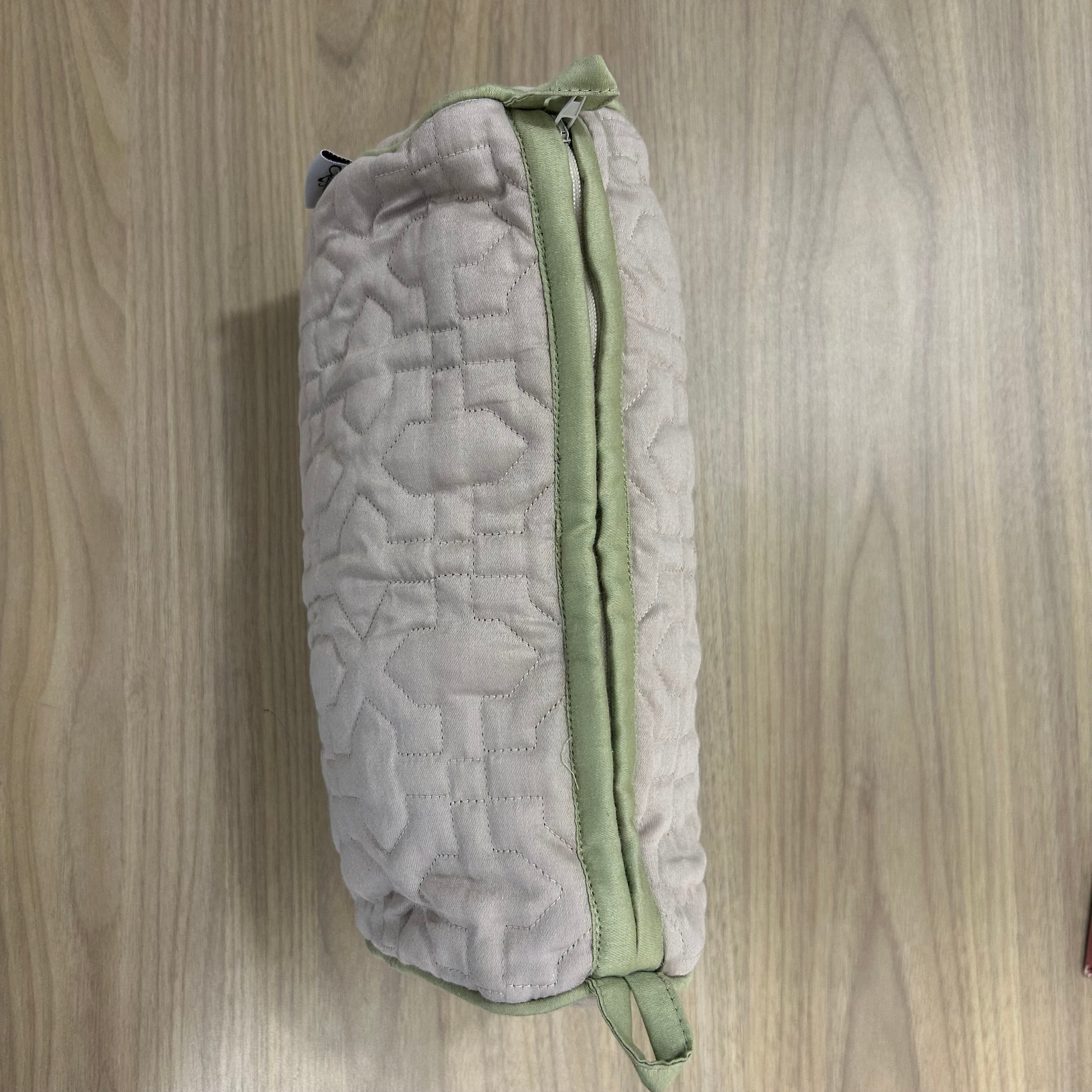 Beige Wedding Jewelry Pouch Cosmetic Make Up Case Handmade Quilt Multifunction Storage