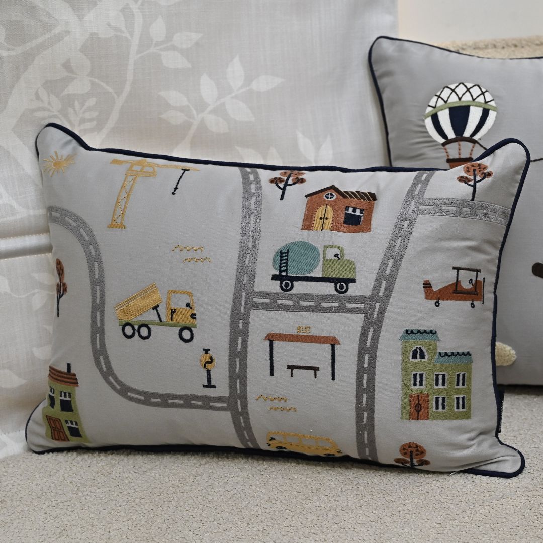 The Little Explorer Navy and Dark Grey Kids Bedding Set (10 PC Set)