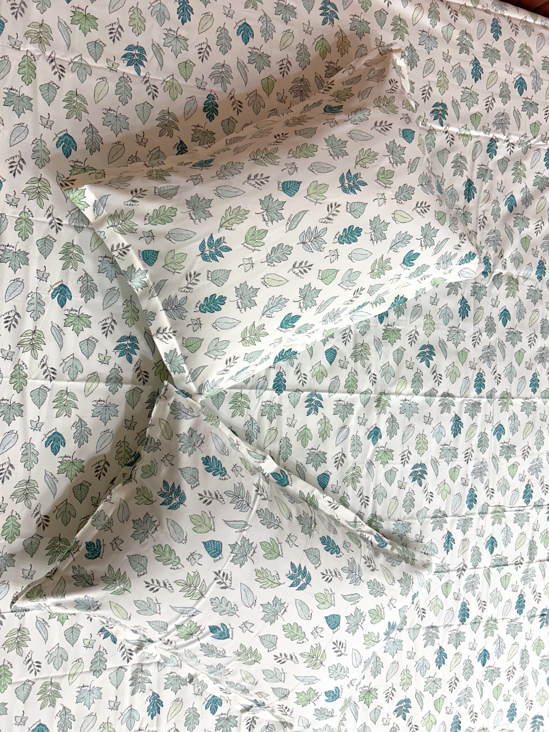 Little Leaves Ivory Printed Cotton Bedsheet Set
