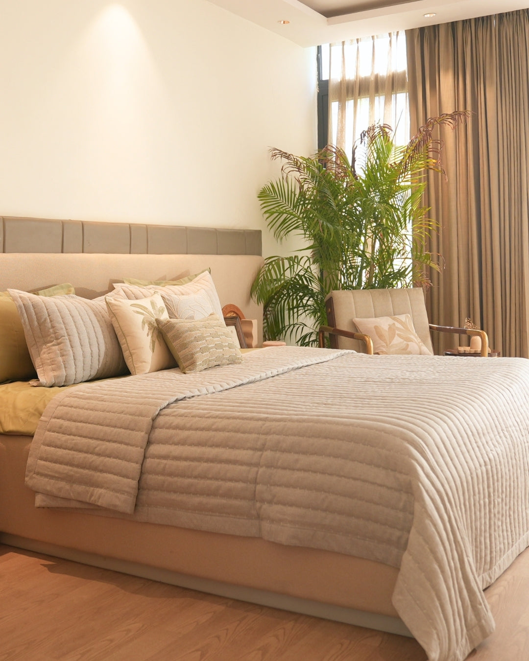 Lumina Grey Quilted Bedspread Set