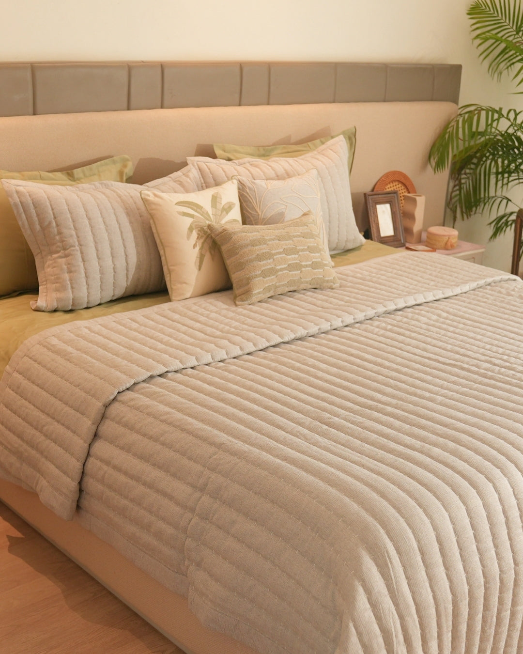 Lumina Grey Quilted Bedspread Set