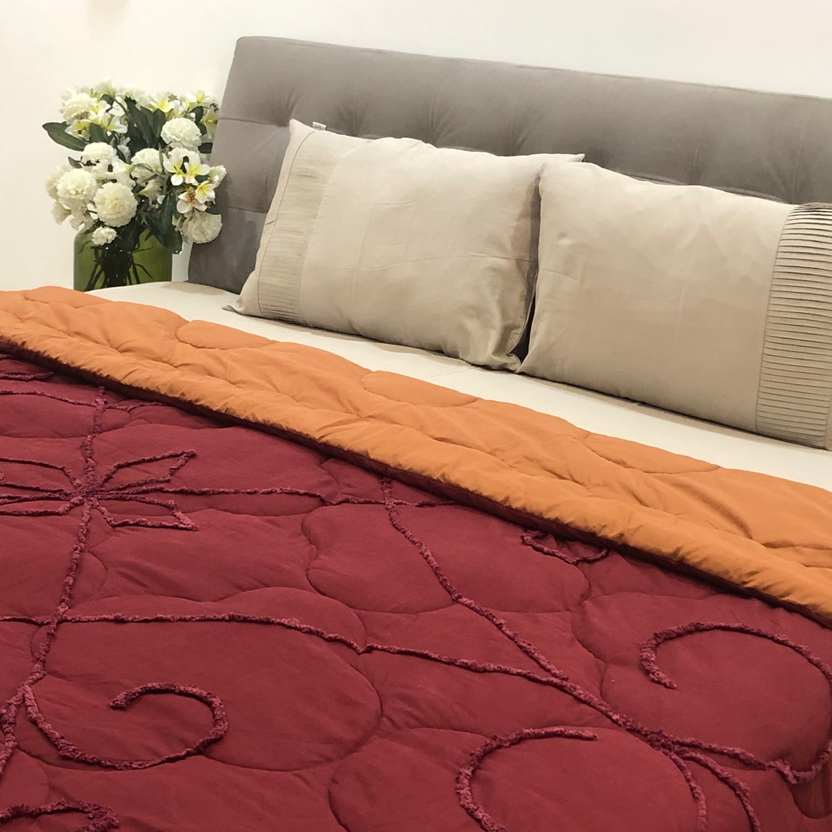 Tufted Double Bed Reversible Micro Quilt