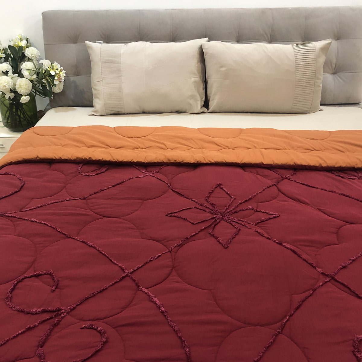 Tufted Double Bed Reversible Micro Quilt
