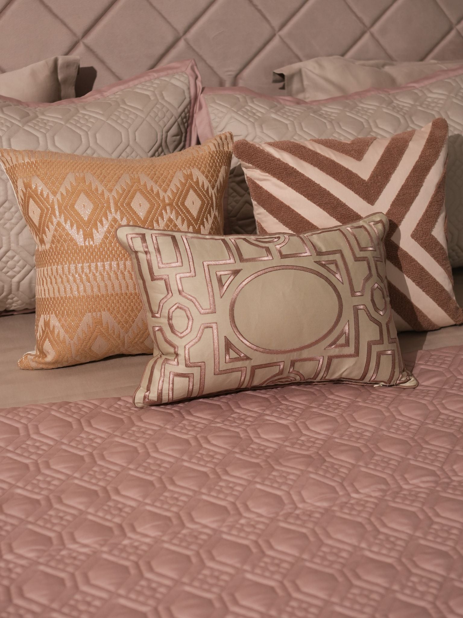 Malta Beige And Old Rose Cotton Rich Trousseau Set (10 PC Set)