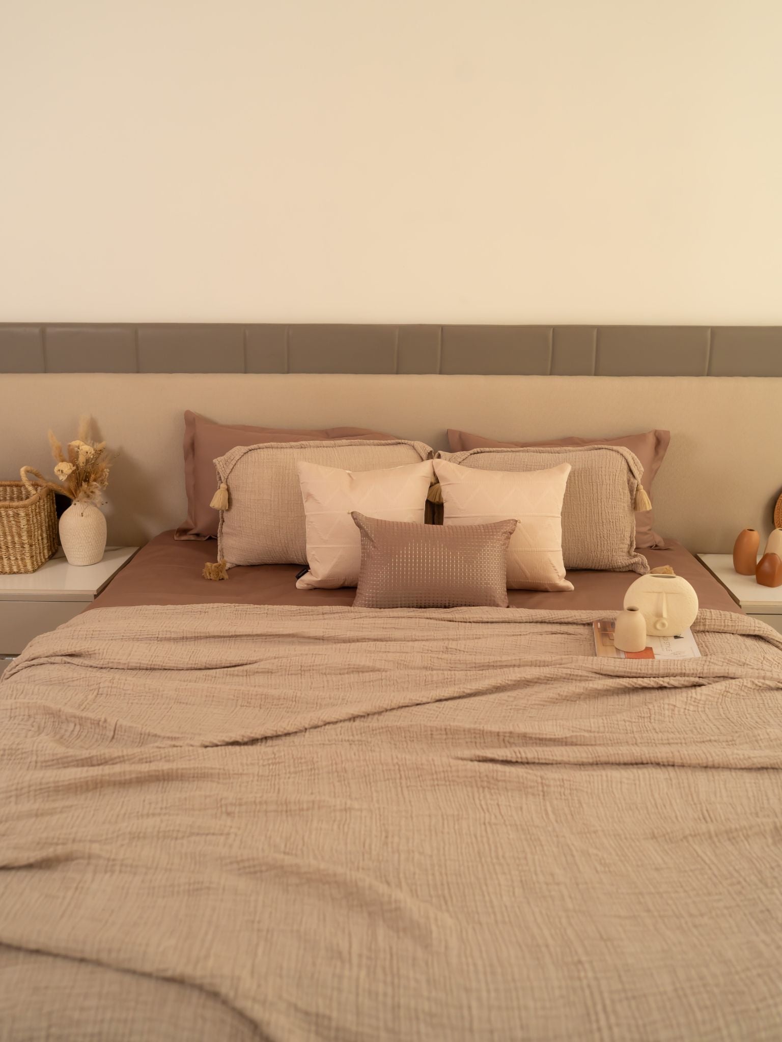 Beige Meraki Cotton Woven Bedding Gift Set (10 PC Set)