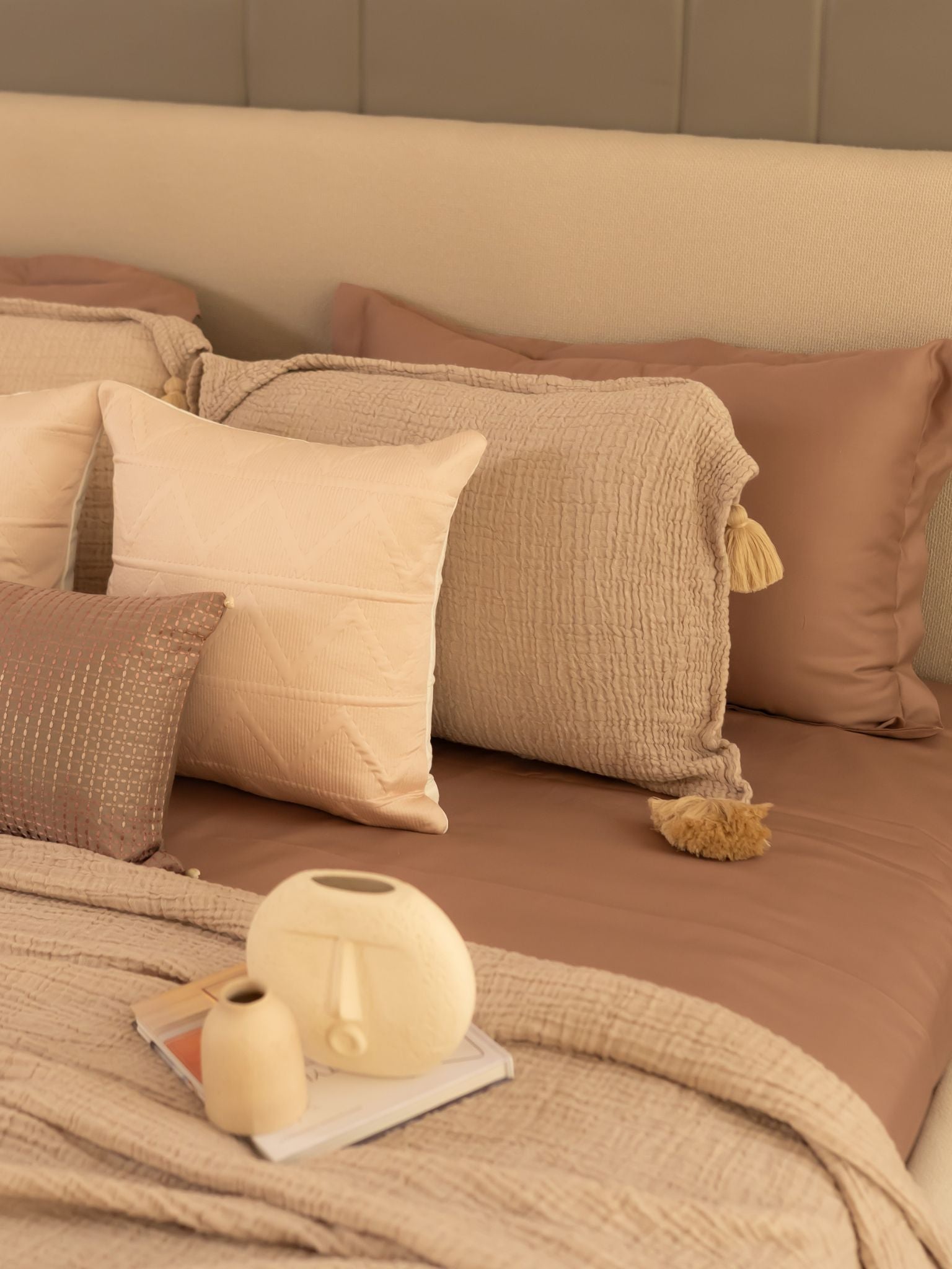 Beige Meraki Cotton Woven Bedding Gift Set (10 PC Set)