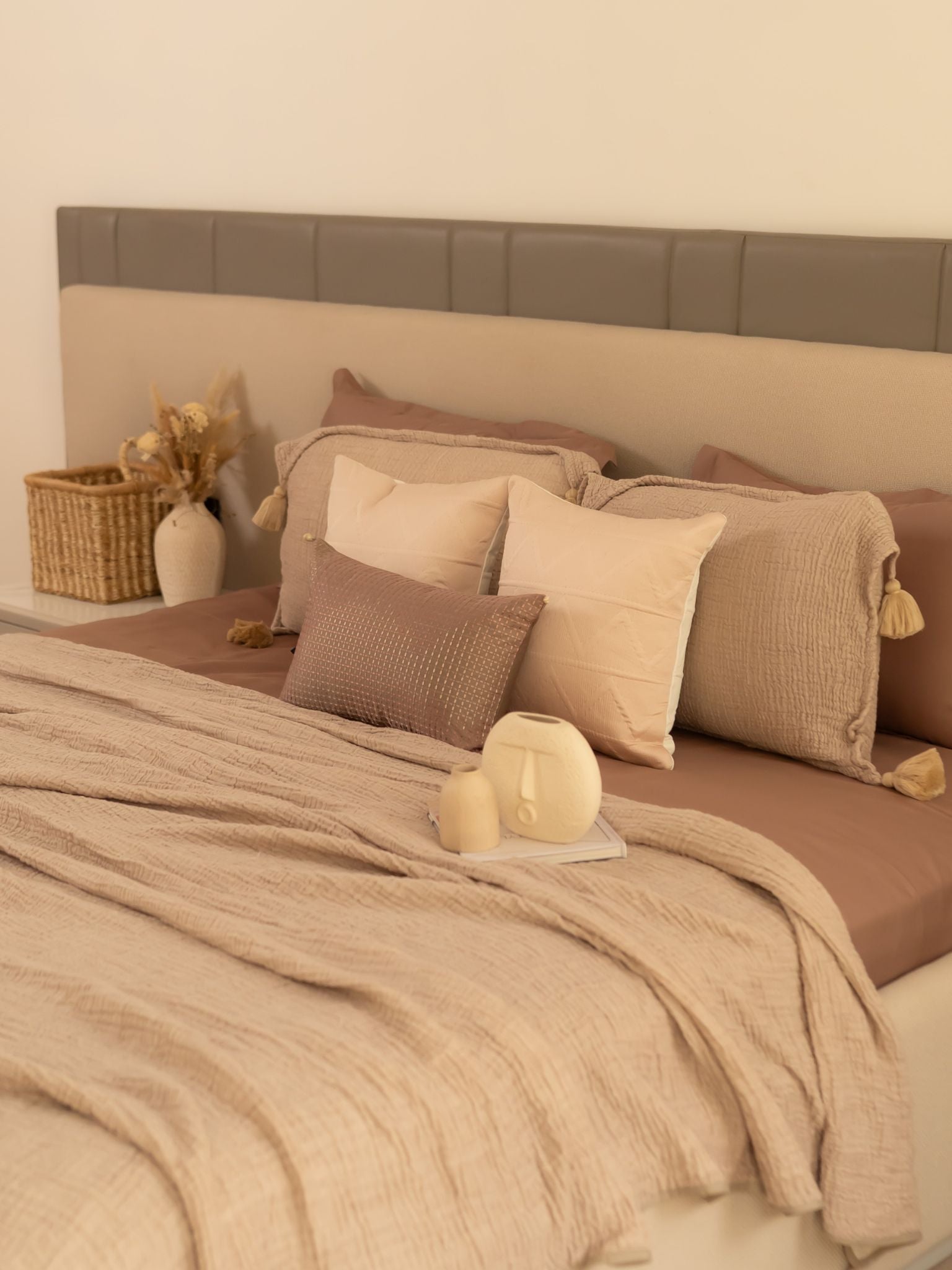 Meraki Beige Woven Bedspread