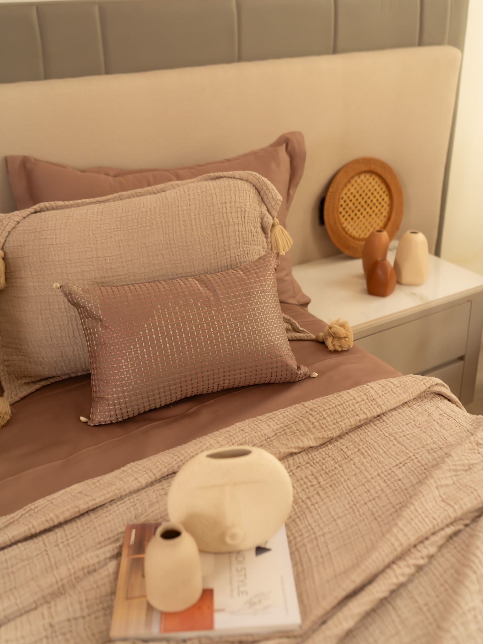 Beige Meraki Cotton Woven Bedding Gift Set (10 PC Set)
