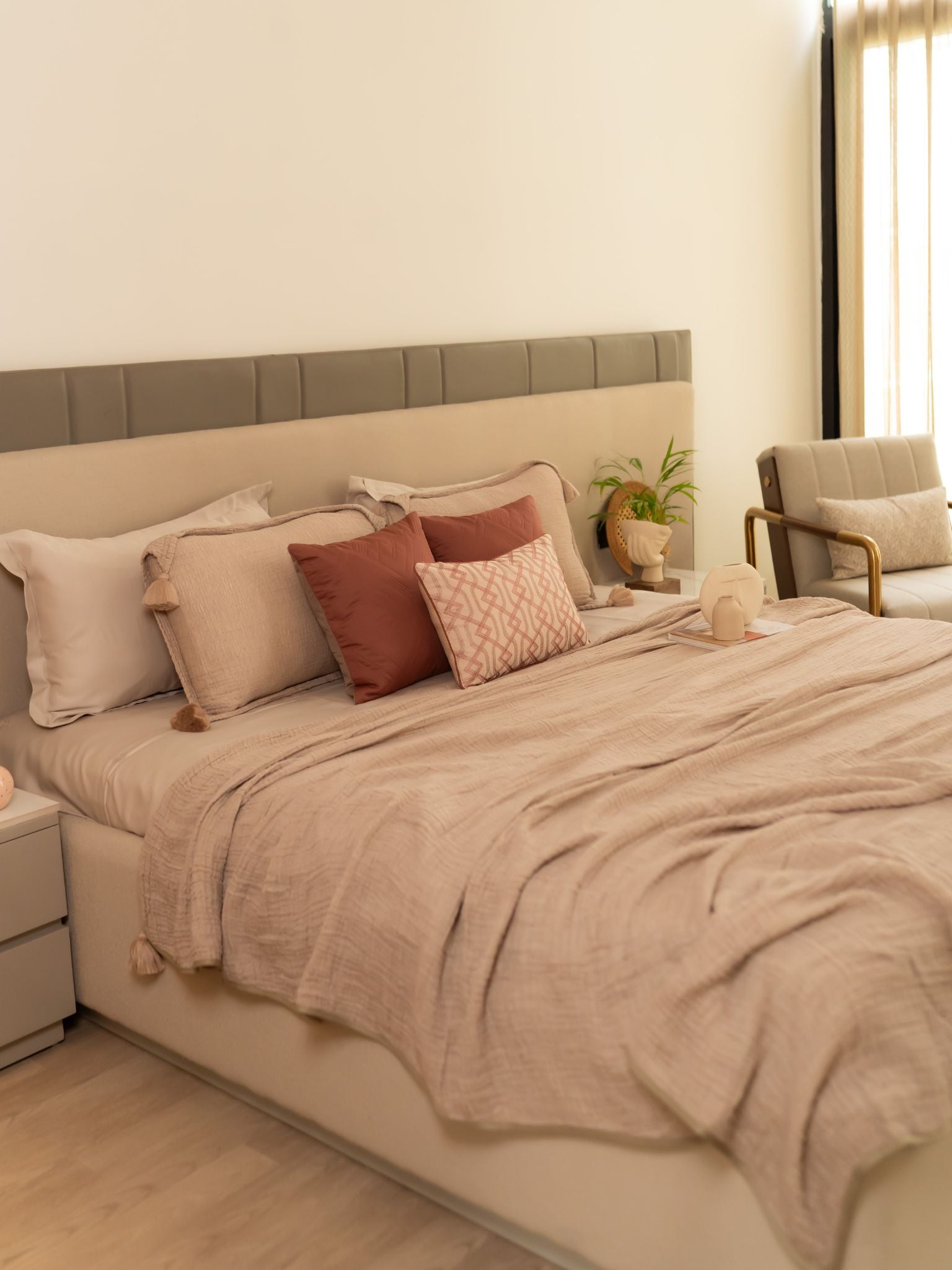 Buff Meraki Cotton Woven Bedding Gift Set (10 PC Set)