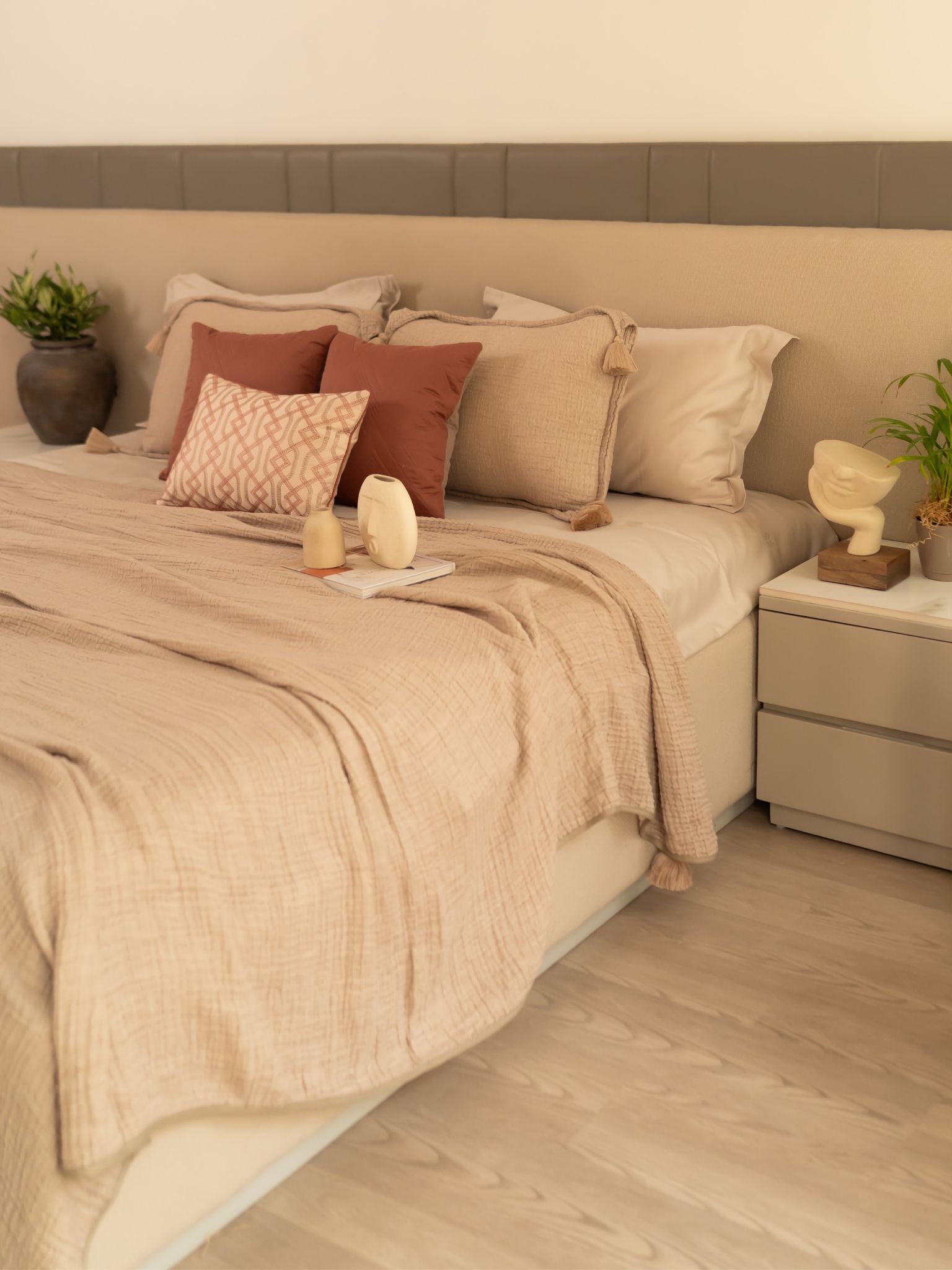 Meraki Buff Woven Bedspread