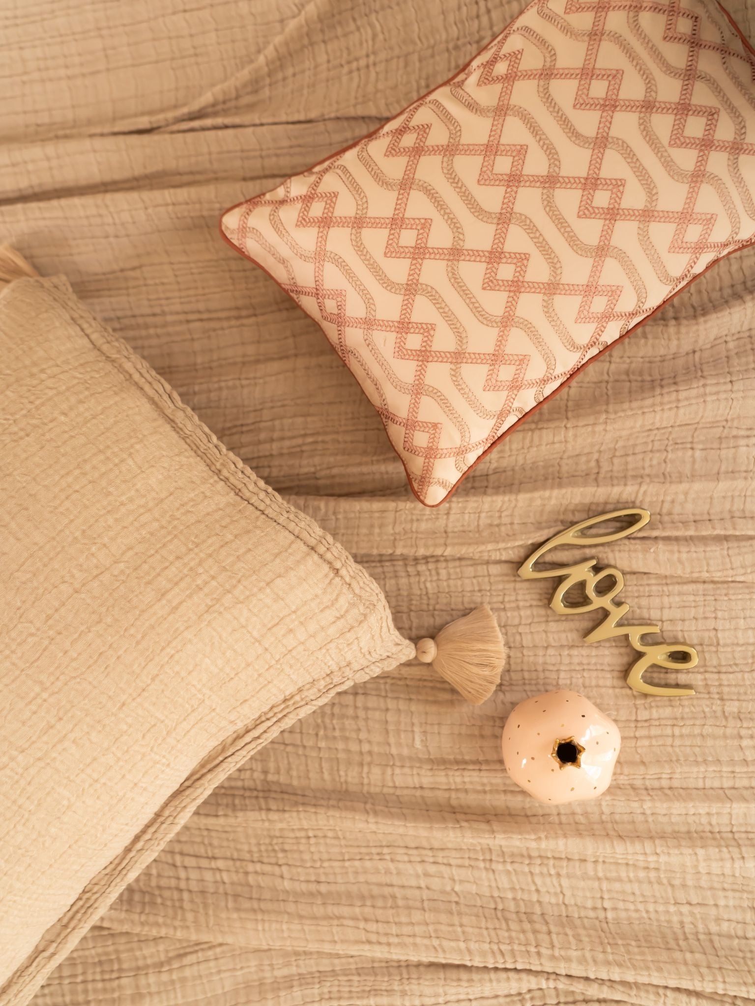Buff Meraki Cotton Woven Bedding Gift Set (10 PC Set)