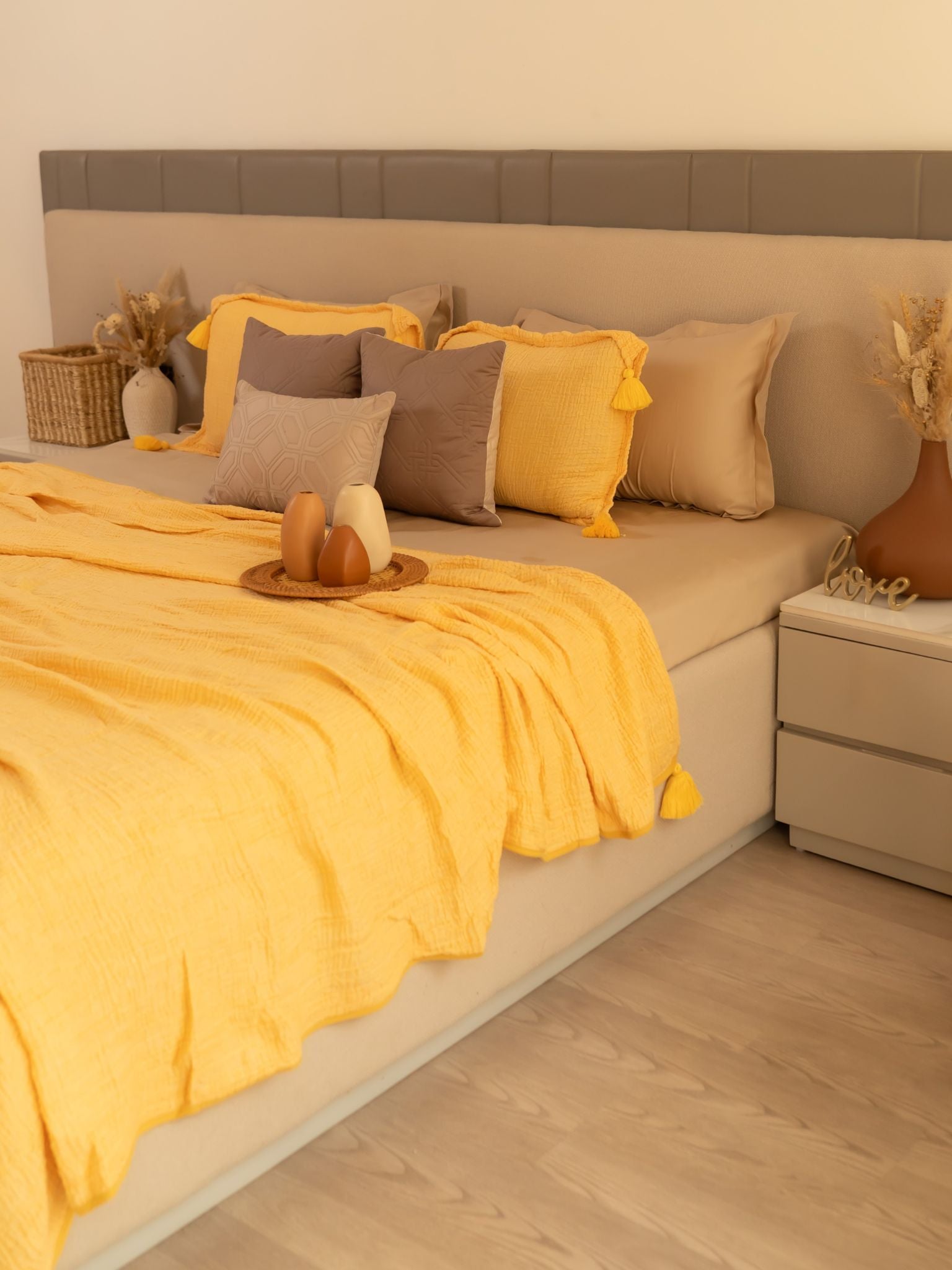 Meraki Buttercup Yellow Woven Bedspread