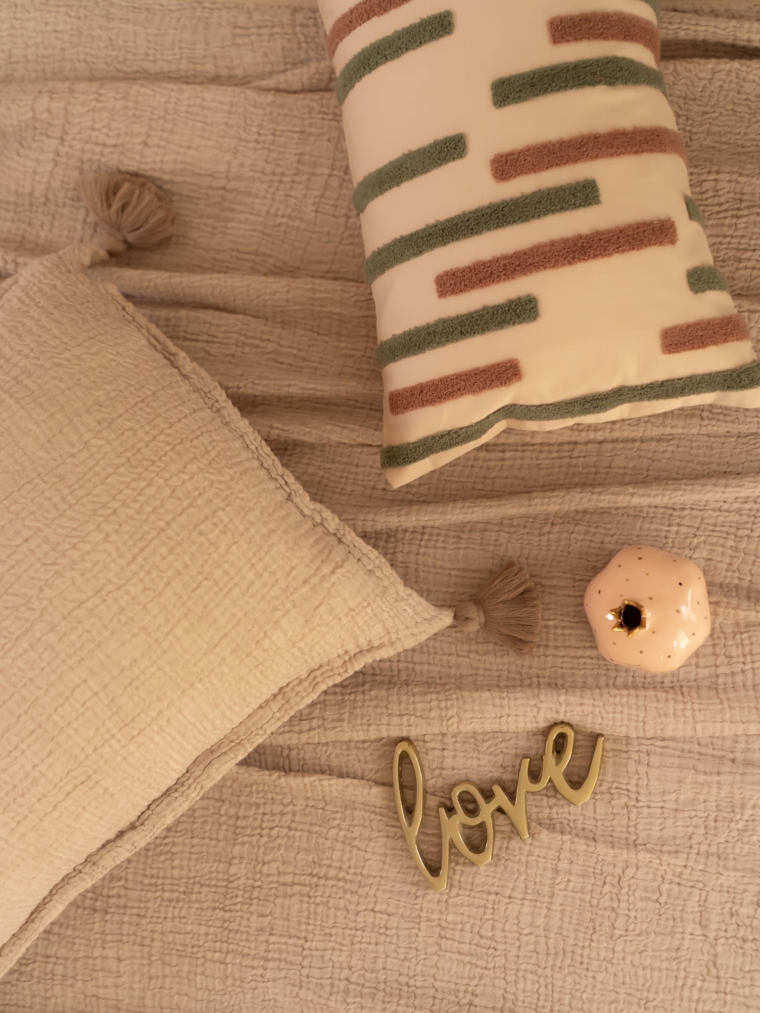 Greige Meraki Cotton Woven Bedding Gift Set (10 PC Set)