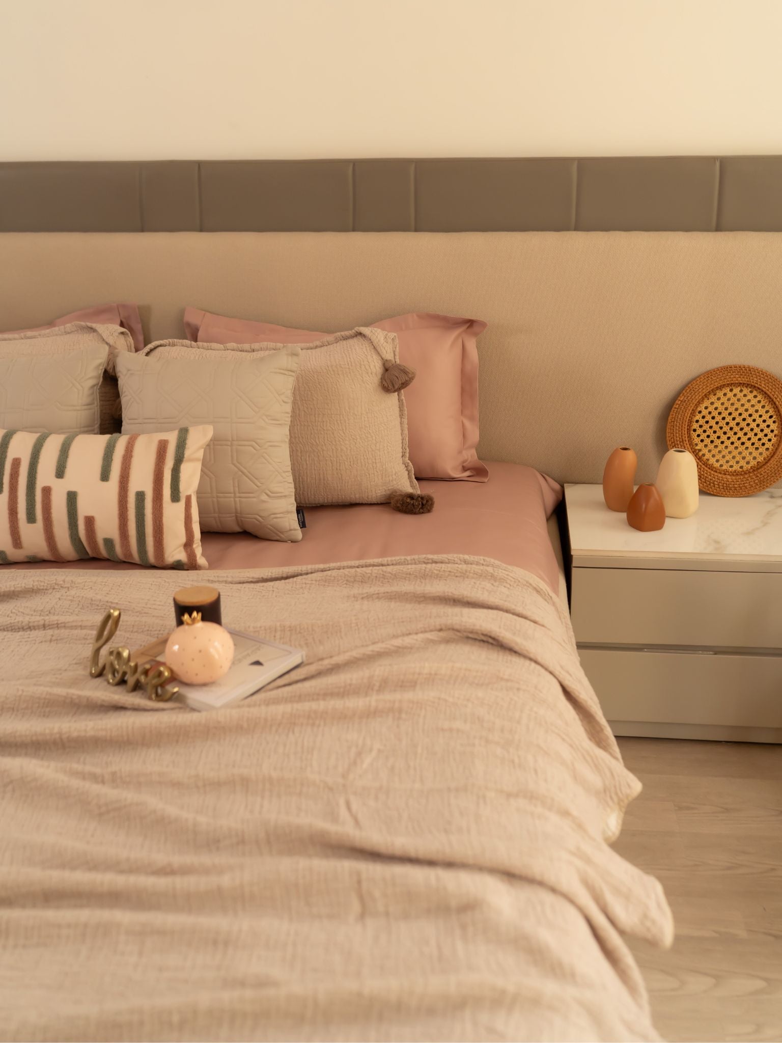 Greige Meraki Cotton Woven Bedding Gift Set (10 PC Set)