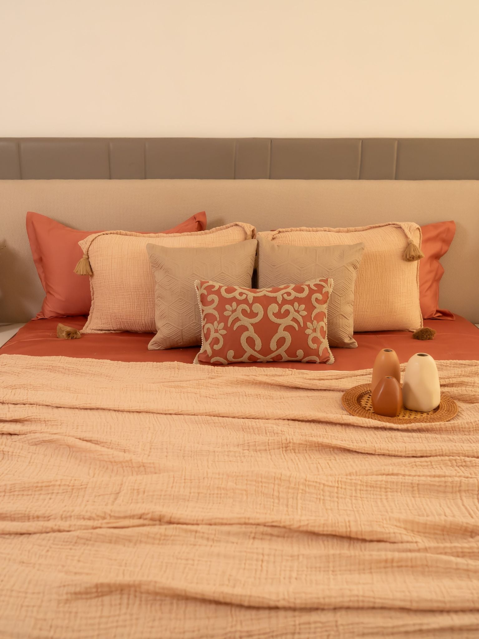 Peach Meraki Cotton Woven Bedding Gift Set (10 PC Set)