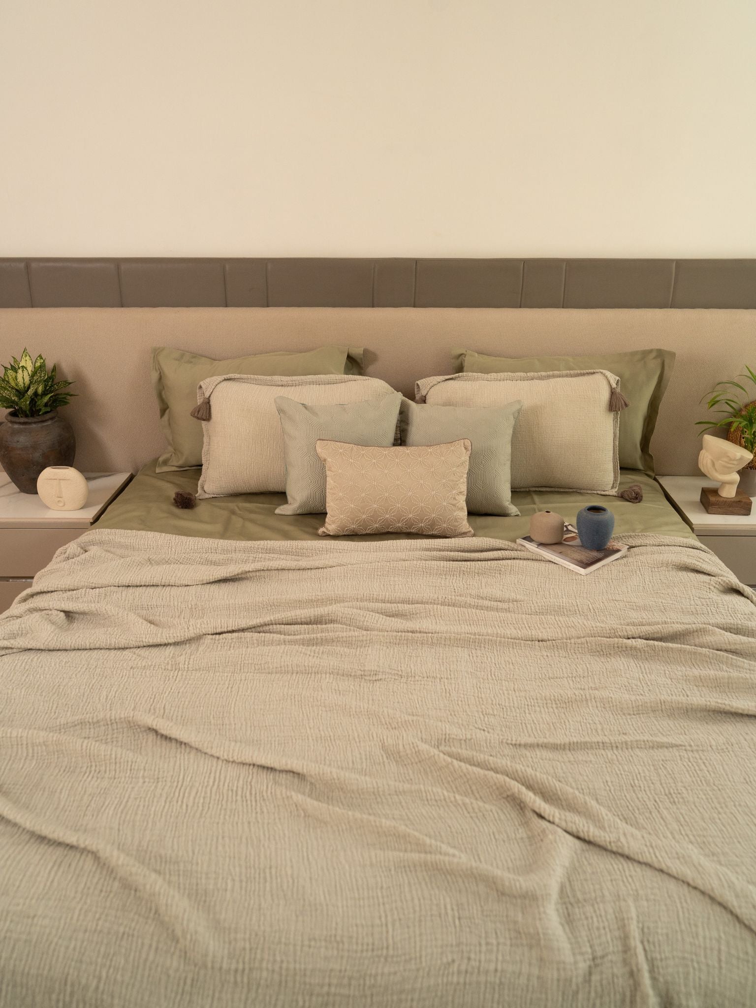 Sage Meraki Cotton Woven Bedding Gift Set (10 PC Set)