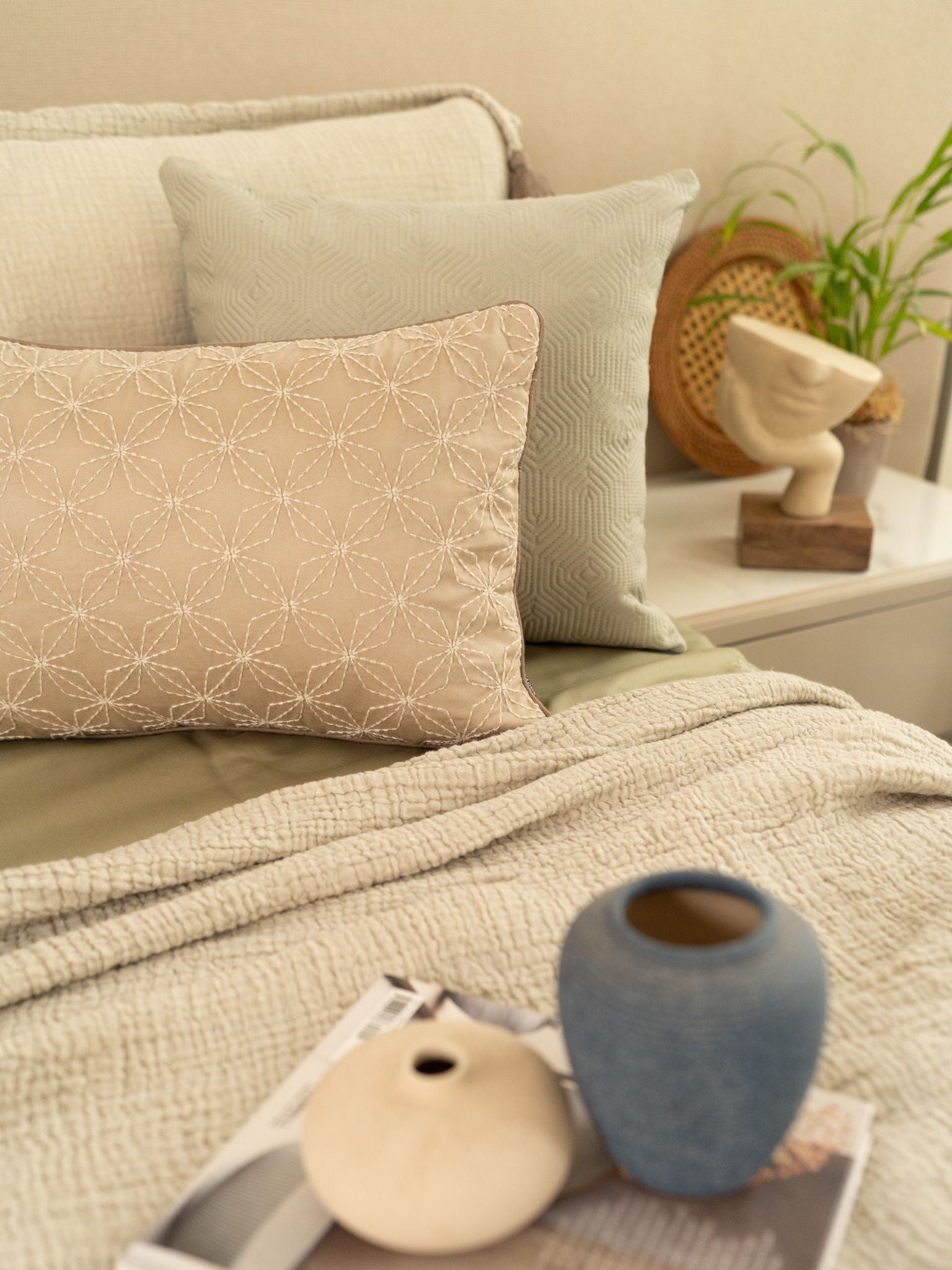 Sage Meraki Cotton Woven Bedding Gift Set (10 PC Set)