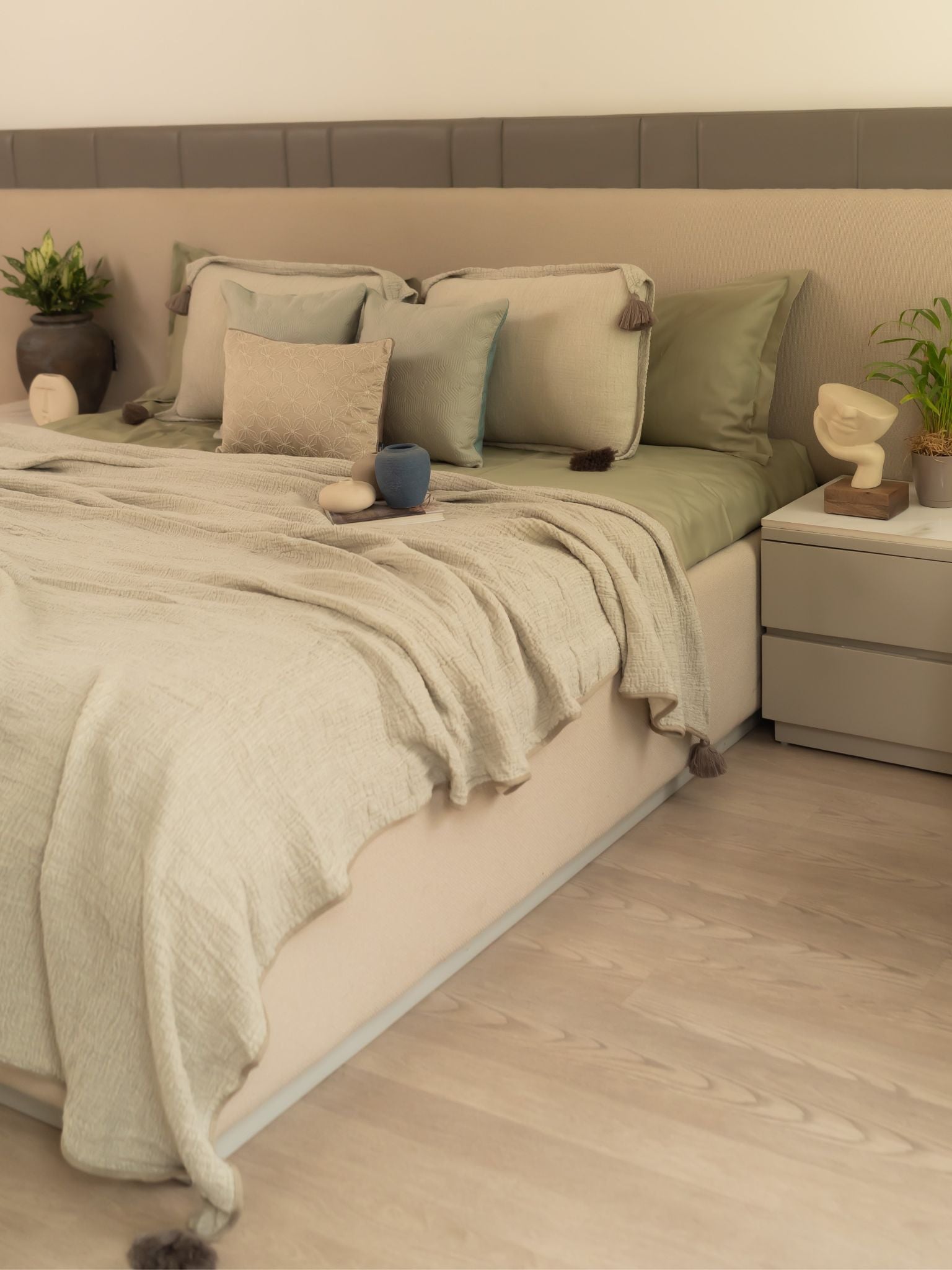 Sage Meraki Cotton Woven Bedding Gift Set (10 PC Set)