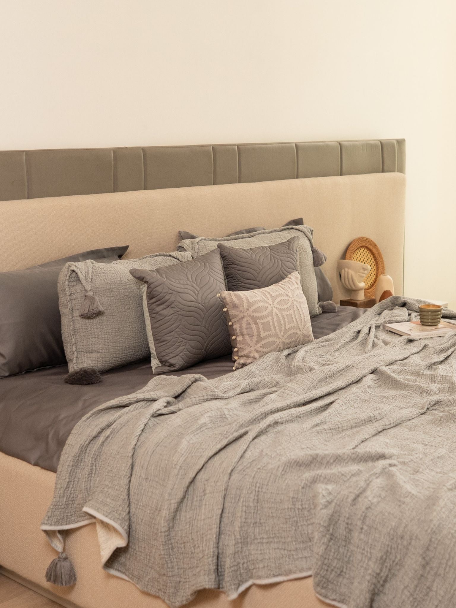 Slate Meraki Cotton Woven Bedding Gift Set (10 PC Set)