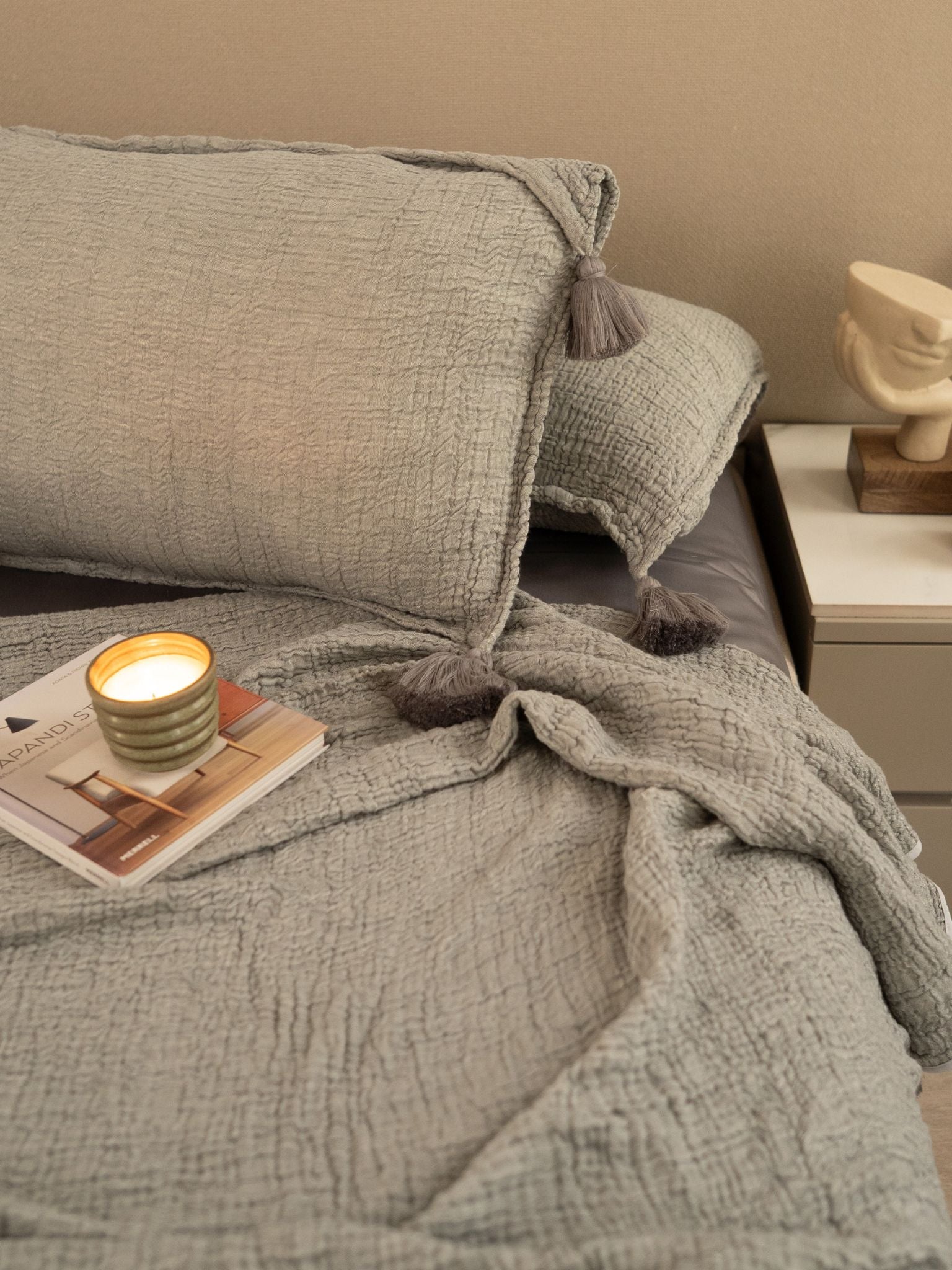Slate Meraki Cotton Woven Bedding Gift Set (10 PC Set)