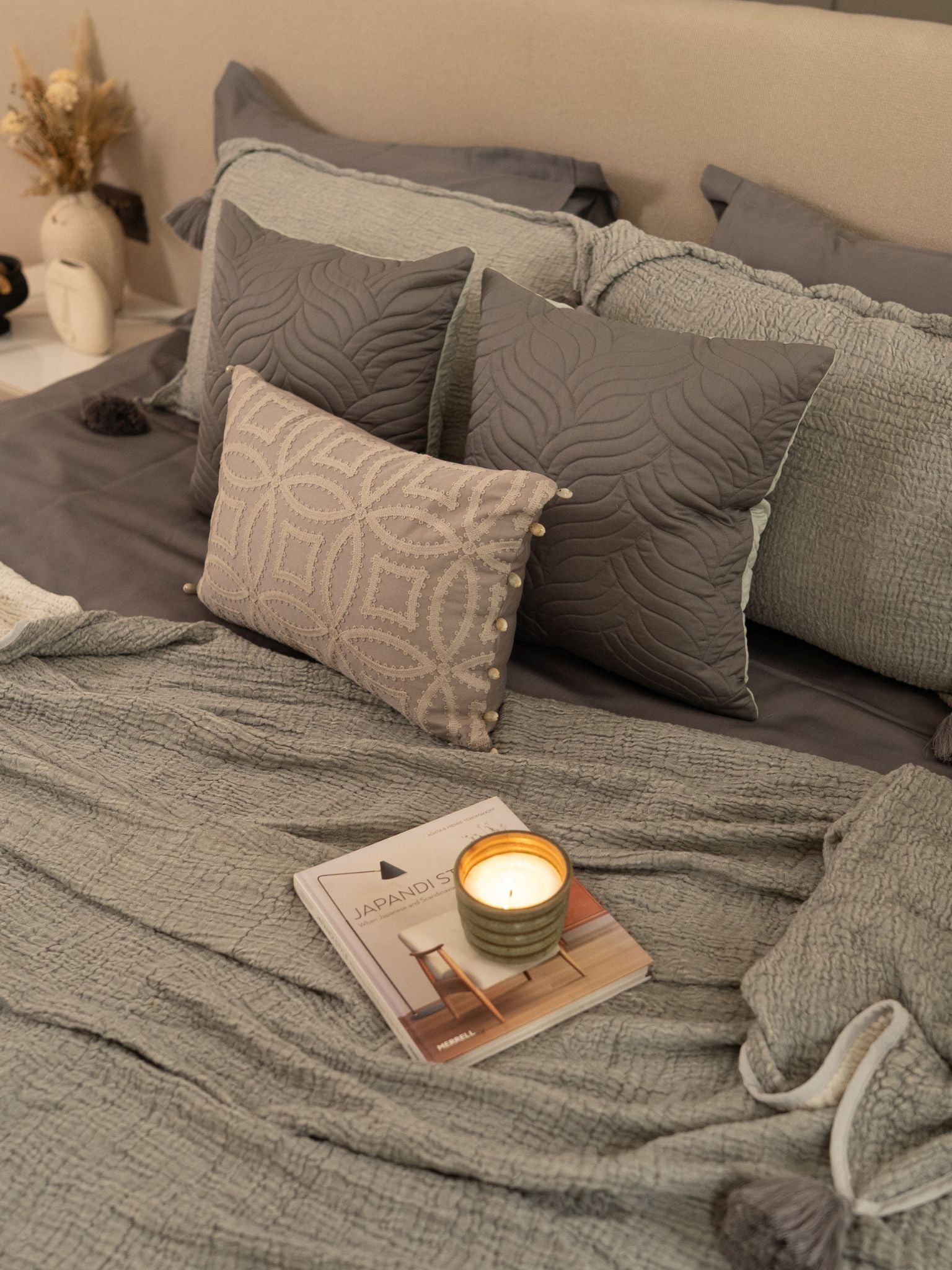 Slate Meraki Cotton Woven Bedding Gift Set (10 PC Set)