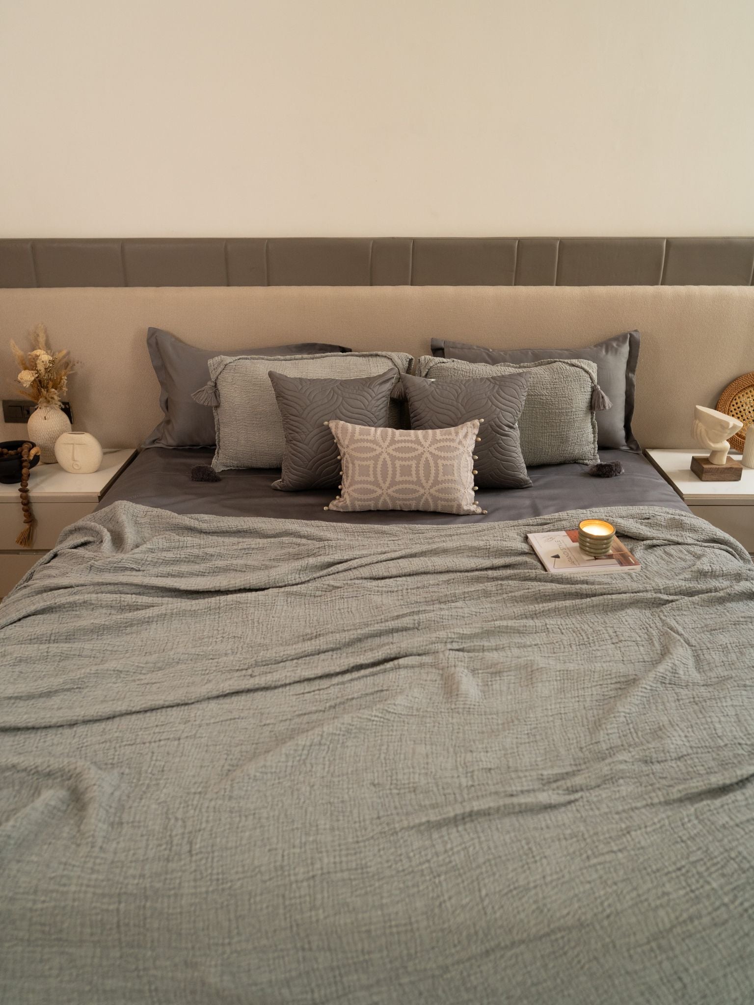 Slate Meraki Cotton Woven Bedding Gift Set (10 PC Set)