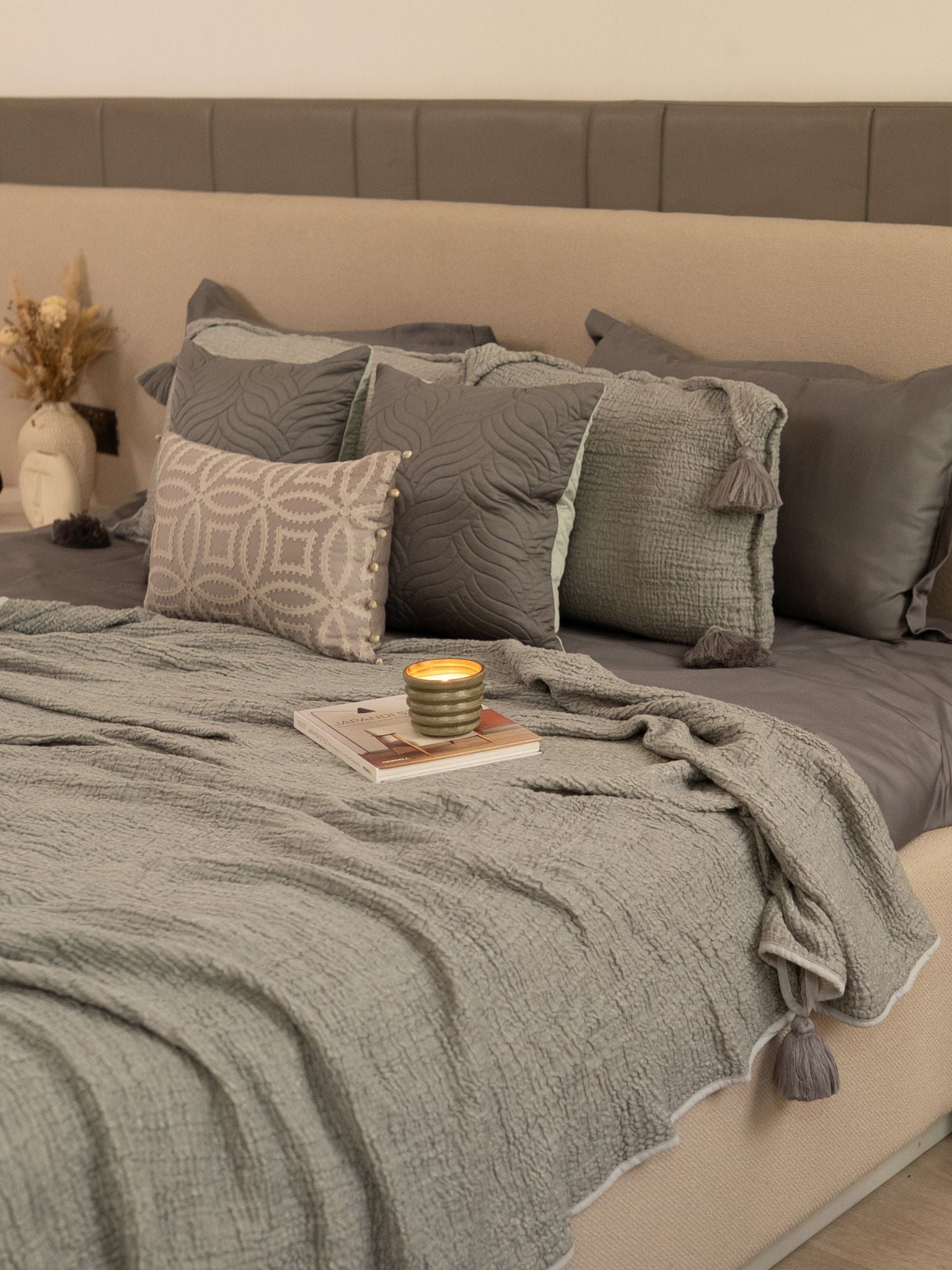 Slate Meraki Cotton Woven Bedding Gift Set (10 PC Set)