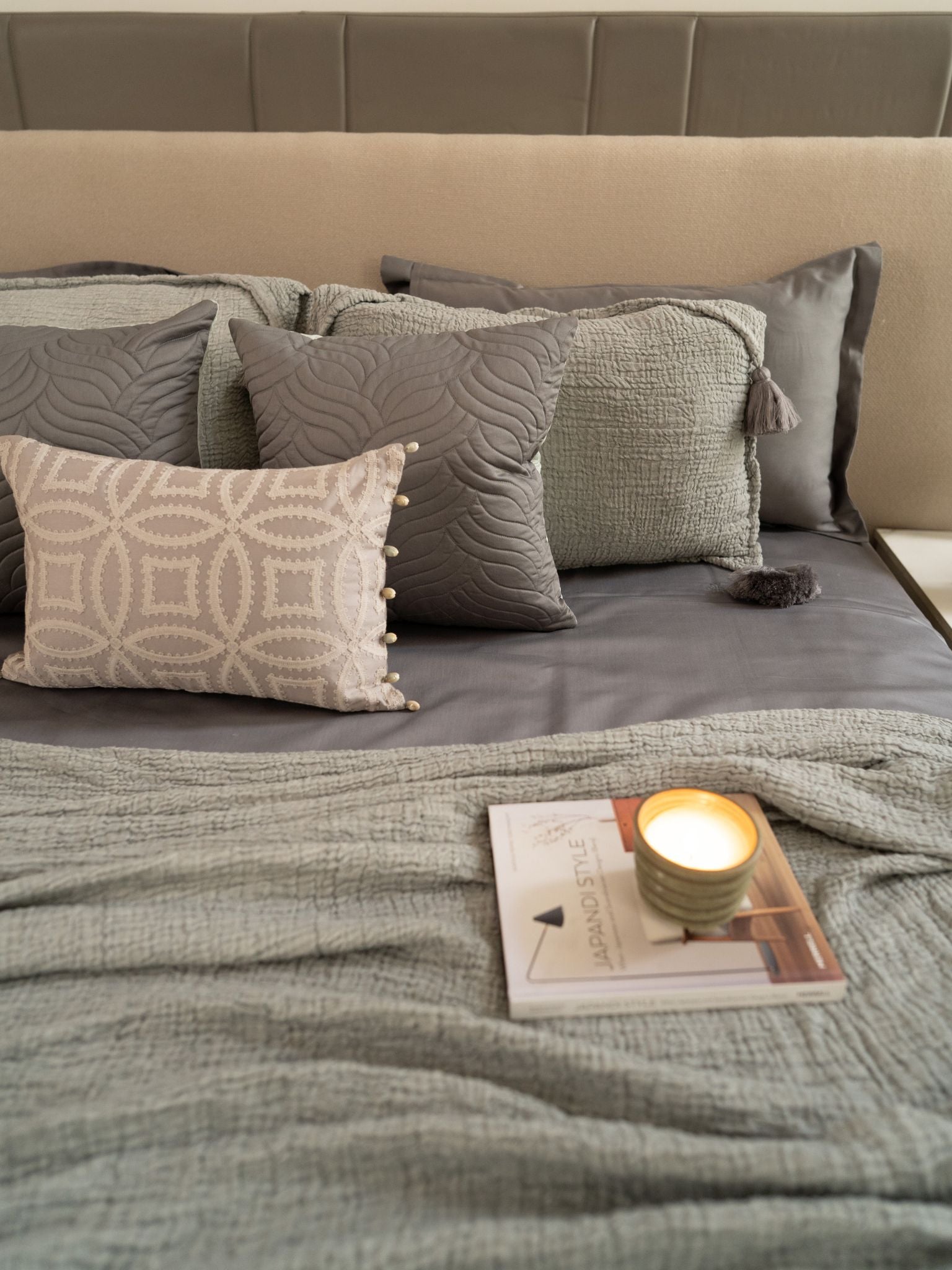 Slate Meraki Cotton Woven Bedding Gift Set (10 PC Set)