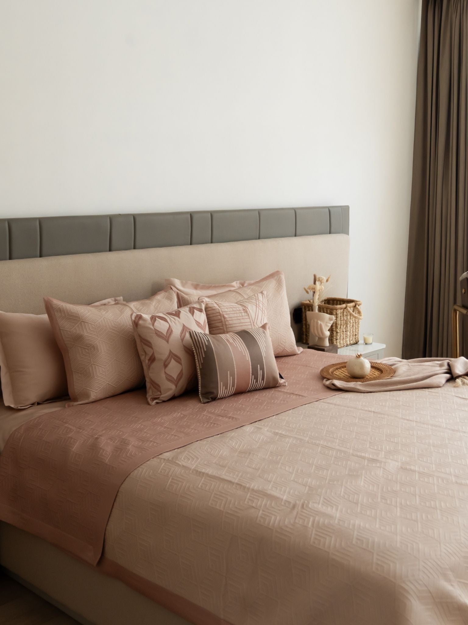 Mirth Rose and Buff 300TC Cotton Bedding Set (10 PC Set)
