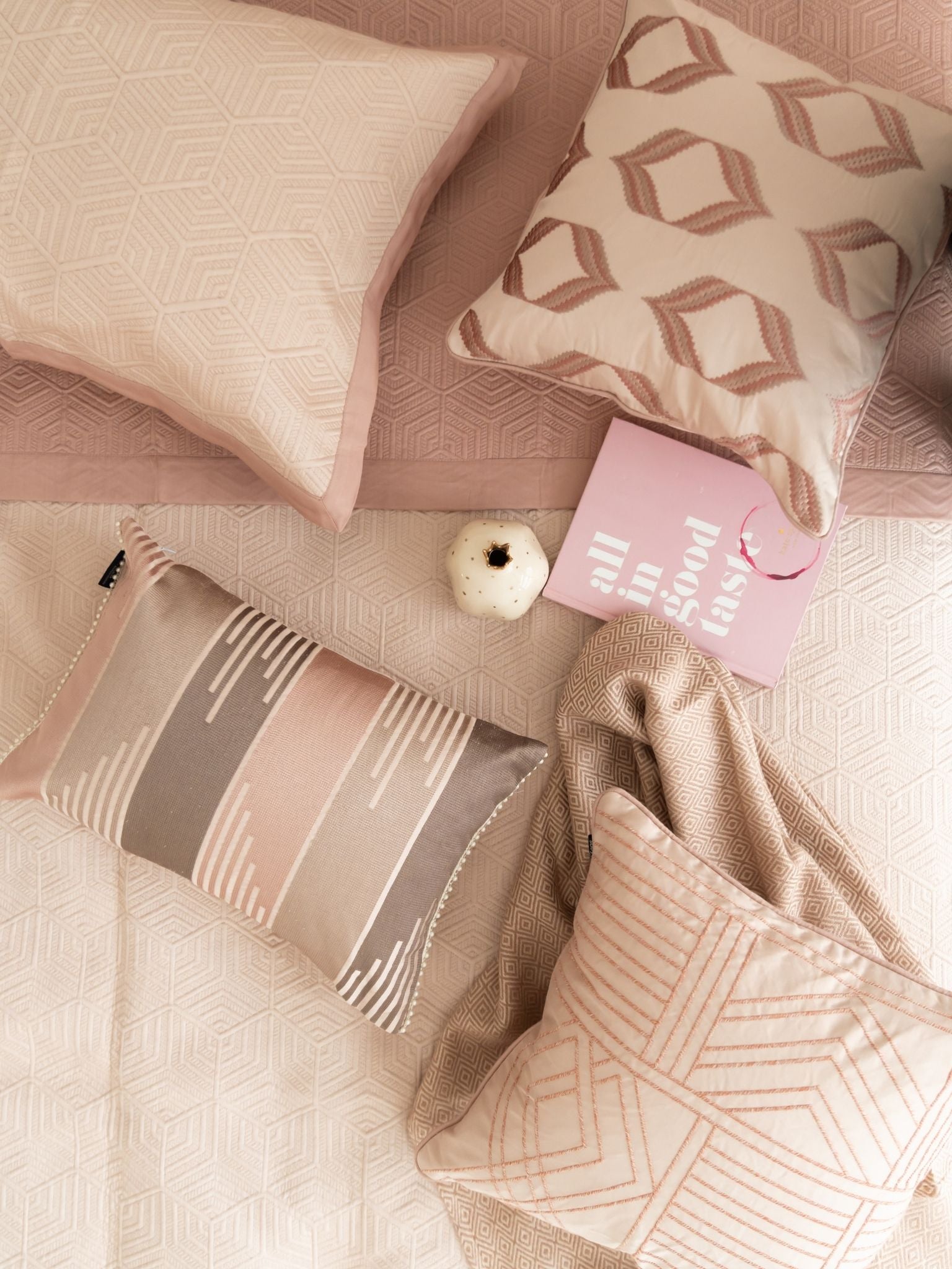 Mirth Rose and Buff 300TC Cotton Bedding Set (10 PC Set)