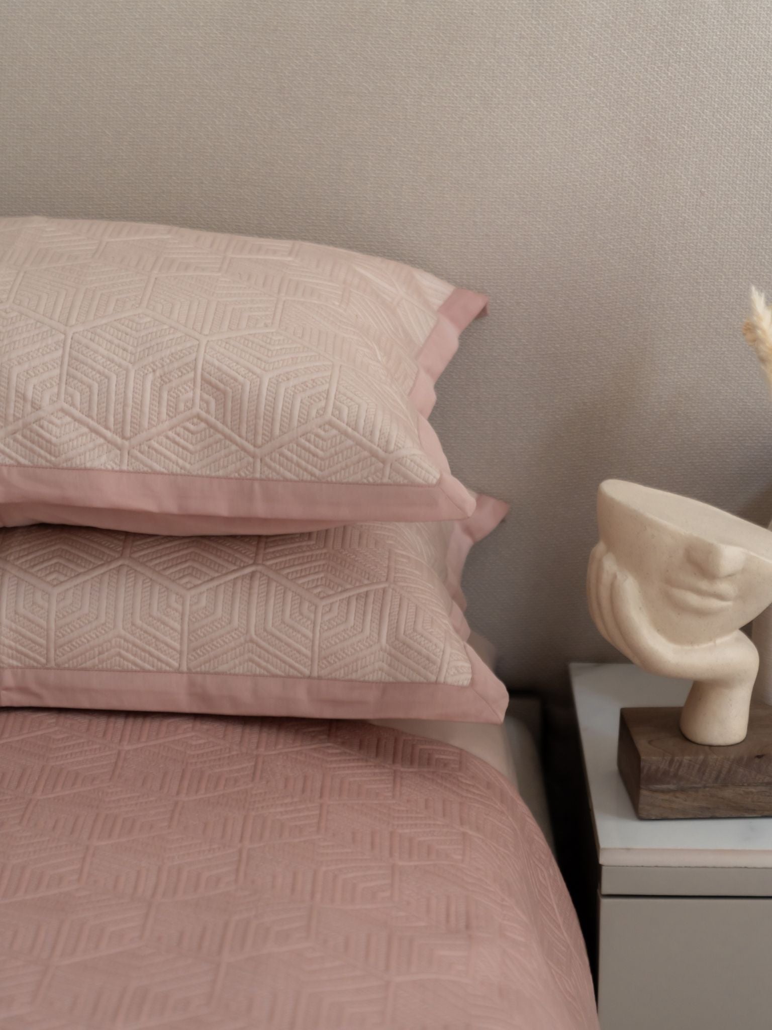 Mirth Rose and Buff Cotton Reversible Bedspread