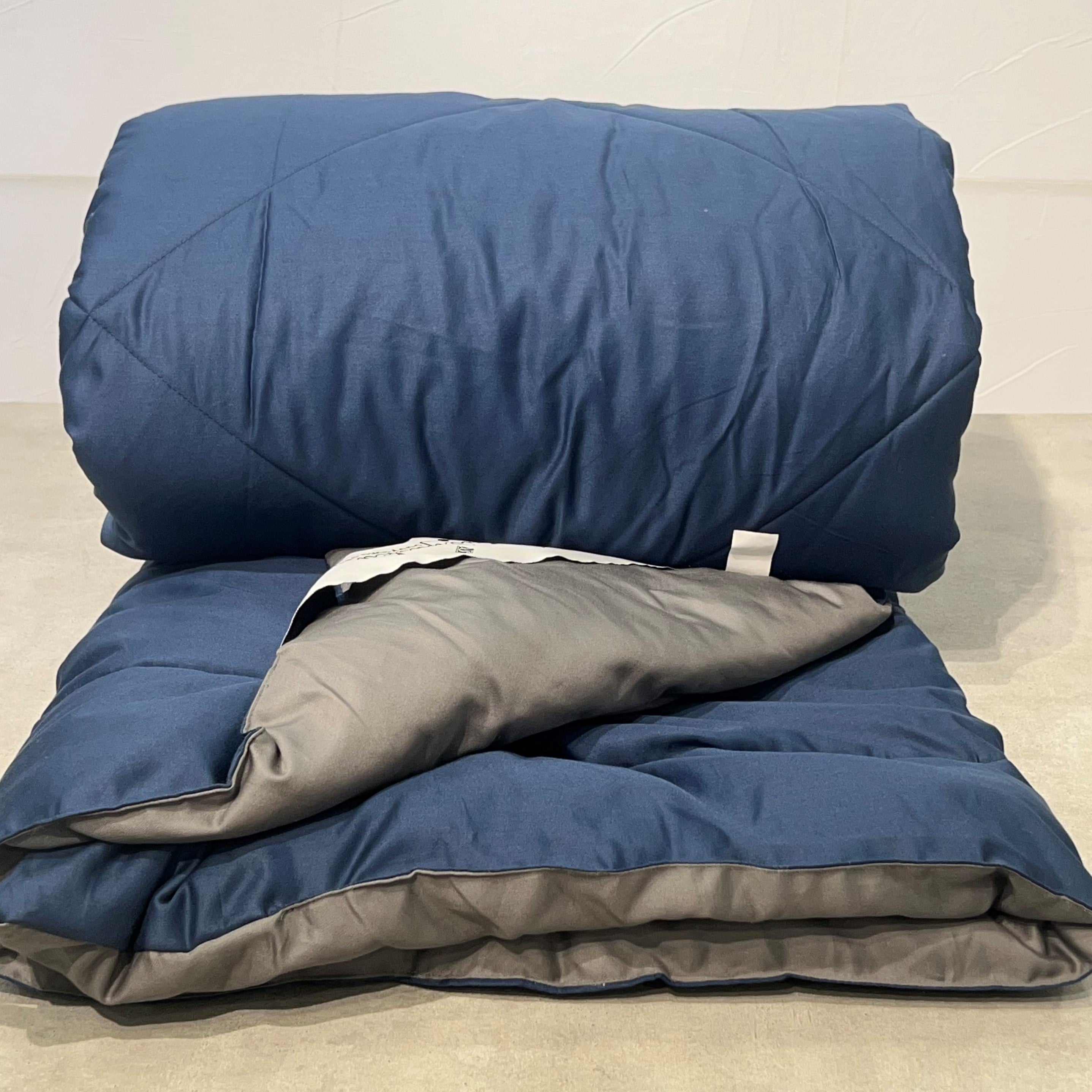 Navy and Dark Grey 1000TC Cotton Rich Reversible Downfill Quilt