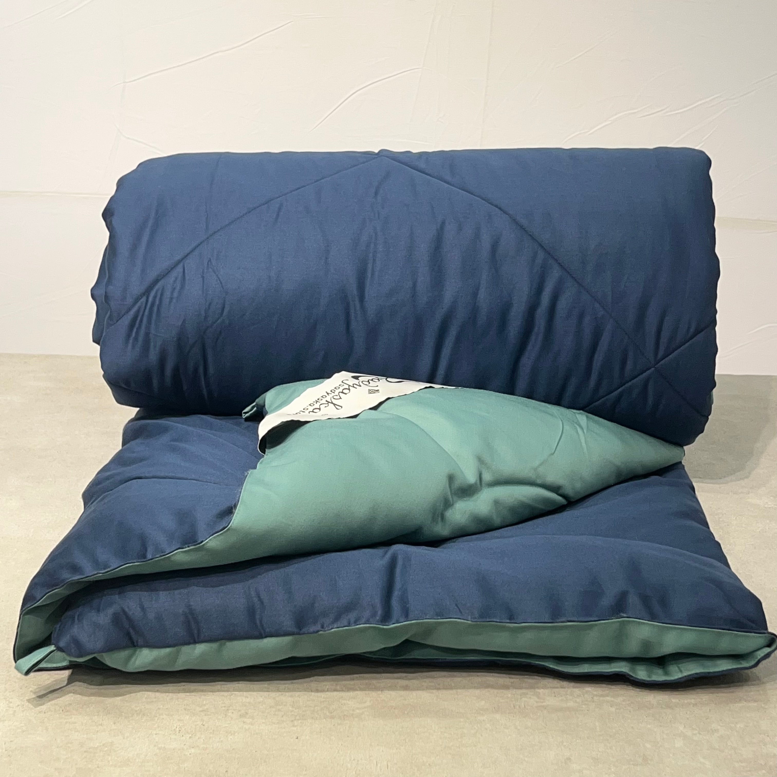 Navy and Turquoise 1000TC Cotton Rich Reversible Downfill Quilt