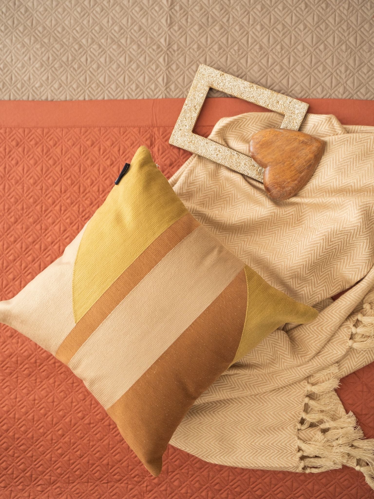 Nadire Mocha and Terracotta 300TC Cotton Bedding Set (10 PC Set)