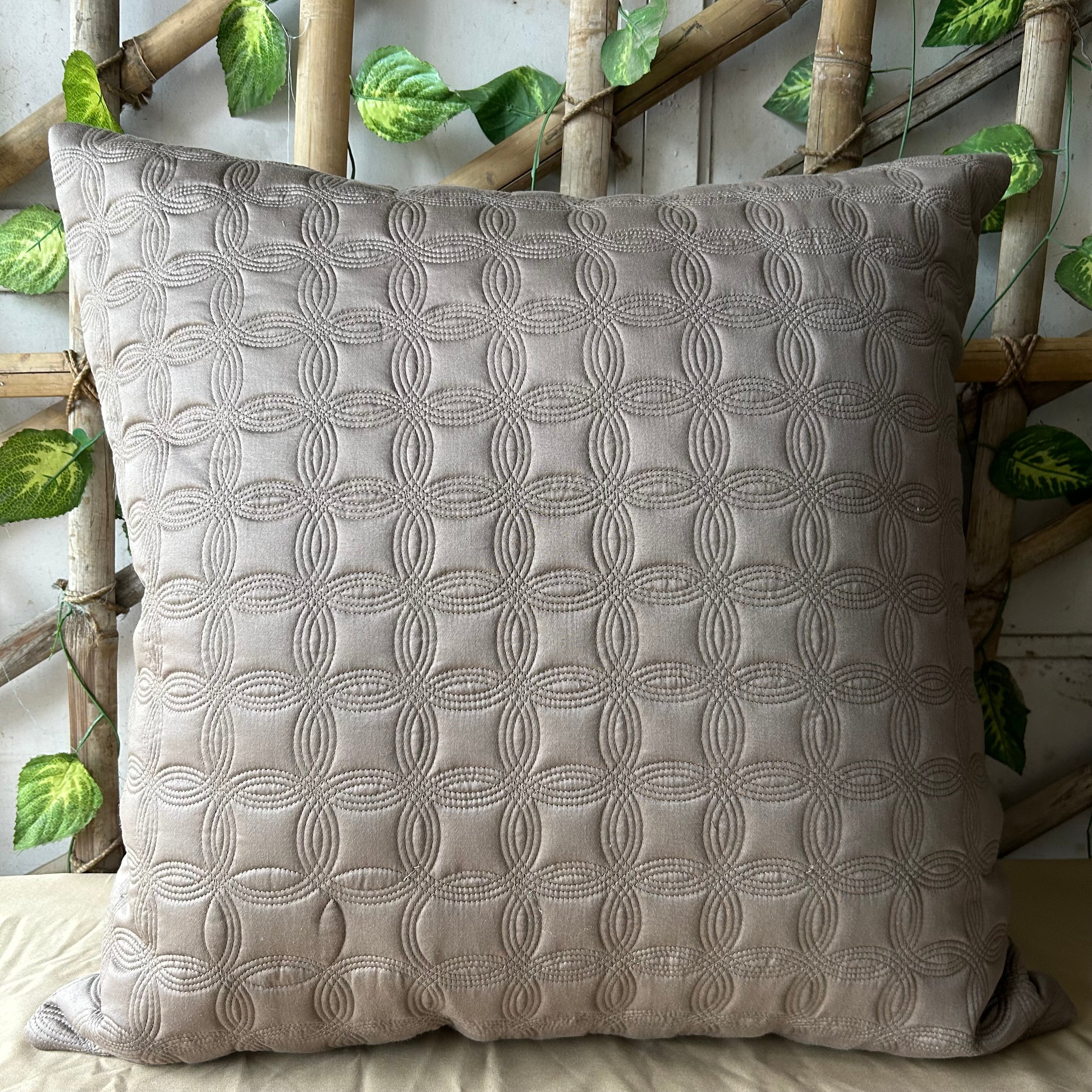 Orbit Beige and Taupe Quilted Reversible Cotton Euro Sham