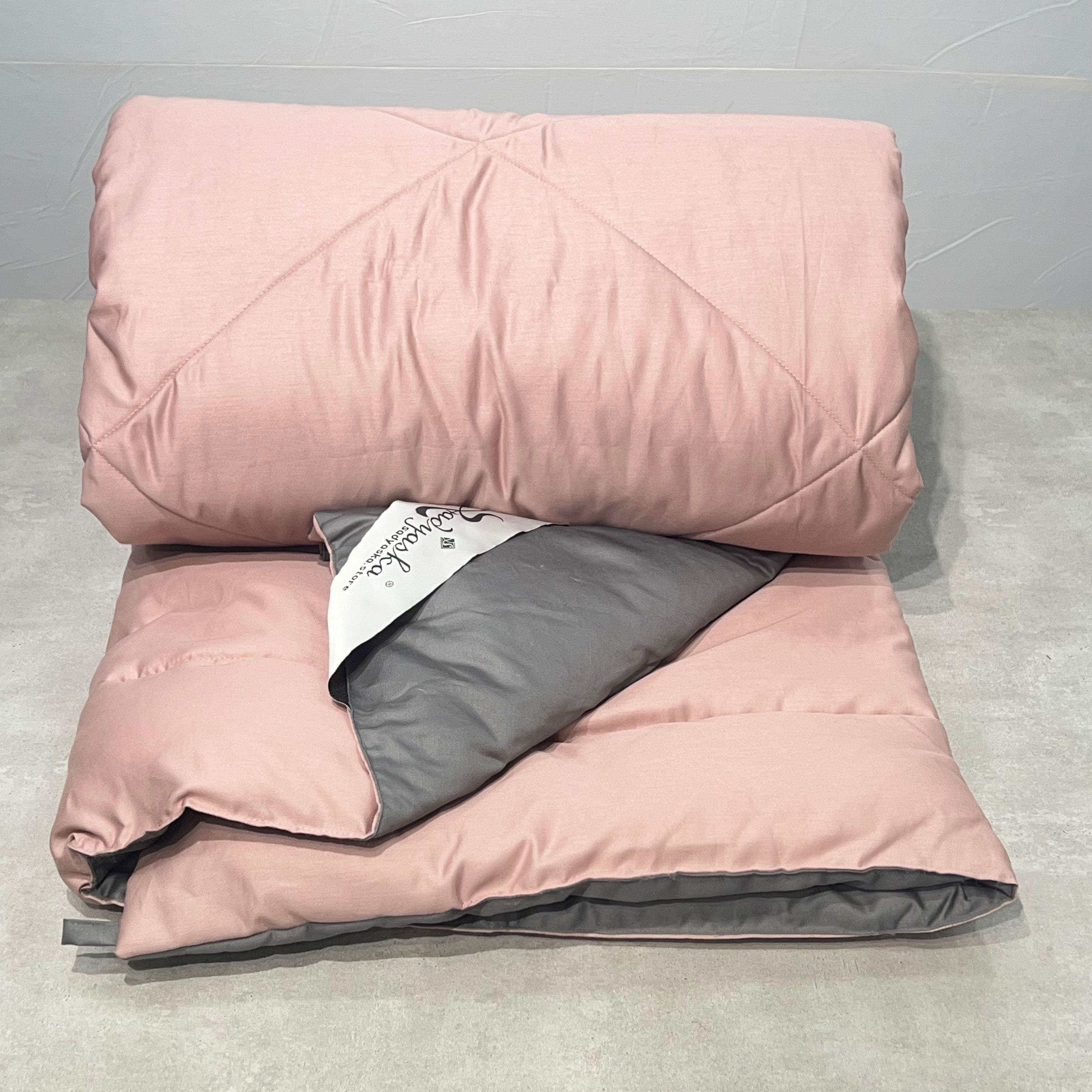 Old Rose and Dark Grey 1000TC Cotton Rich Reversible Downfill Quilt