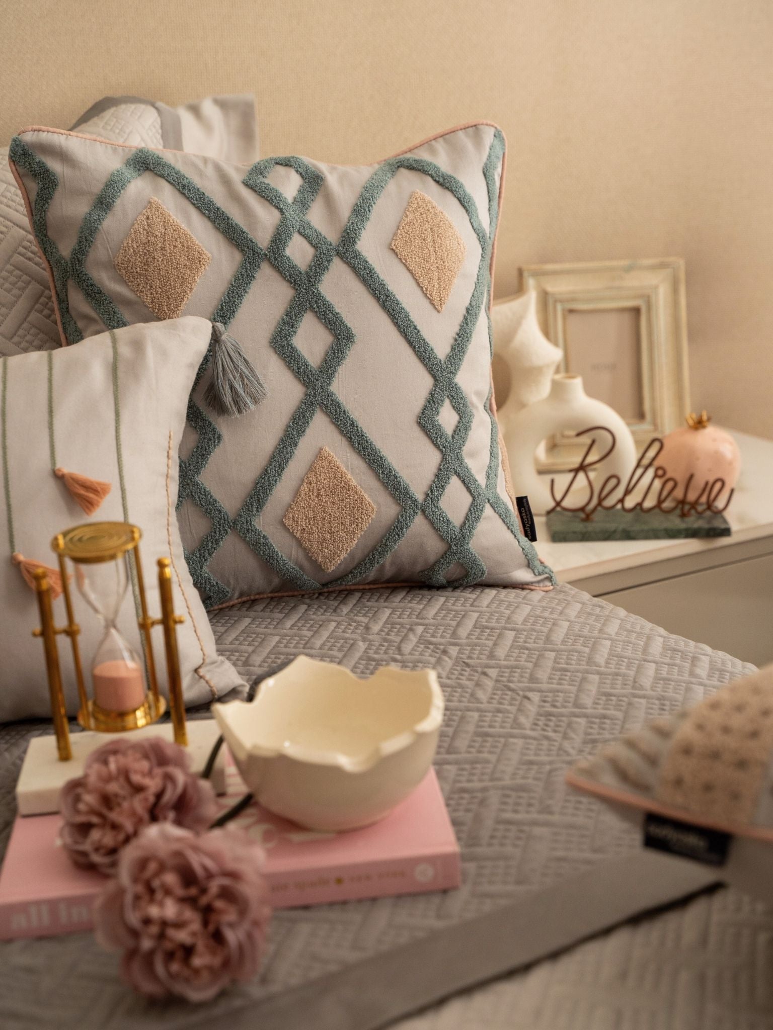 Poppy Pearl Grey and Slate 300TC Cotton Bedding Set (10 PC Set)