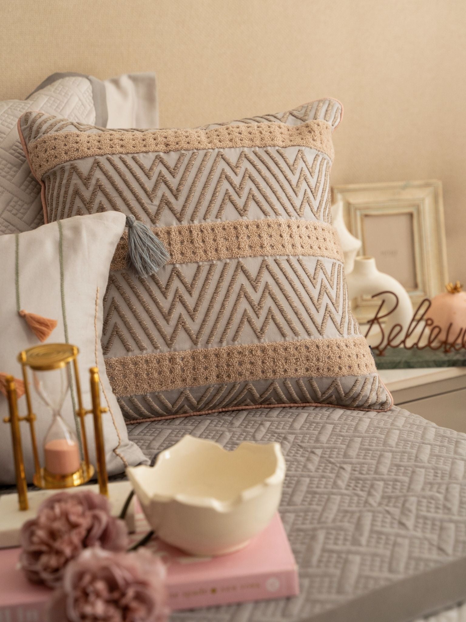 Poppy Pearl Grey and Slate 300TC Cotton Bedding Set (10 PC Set)