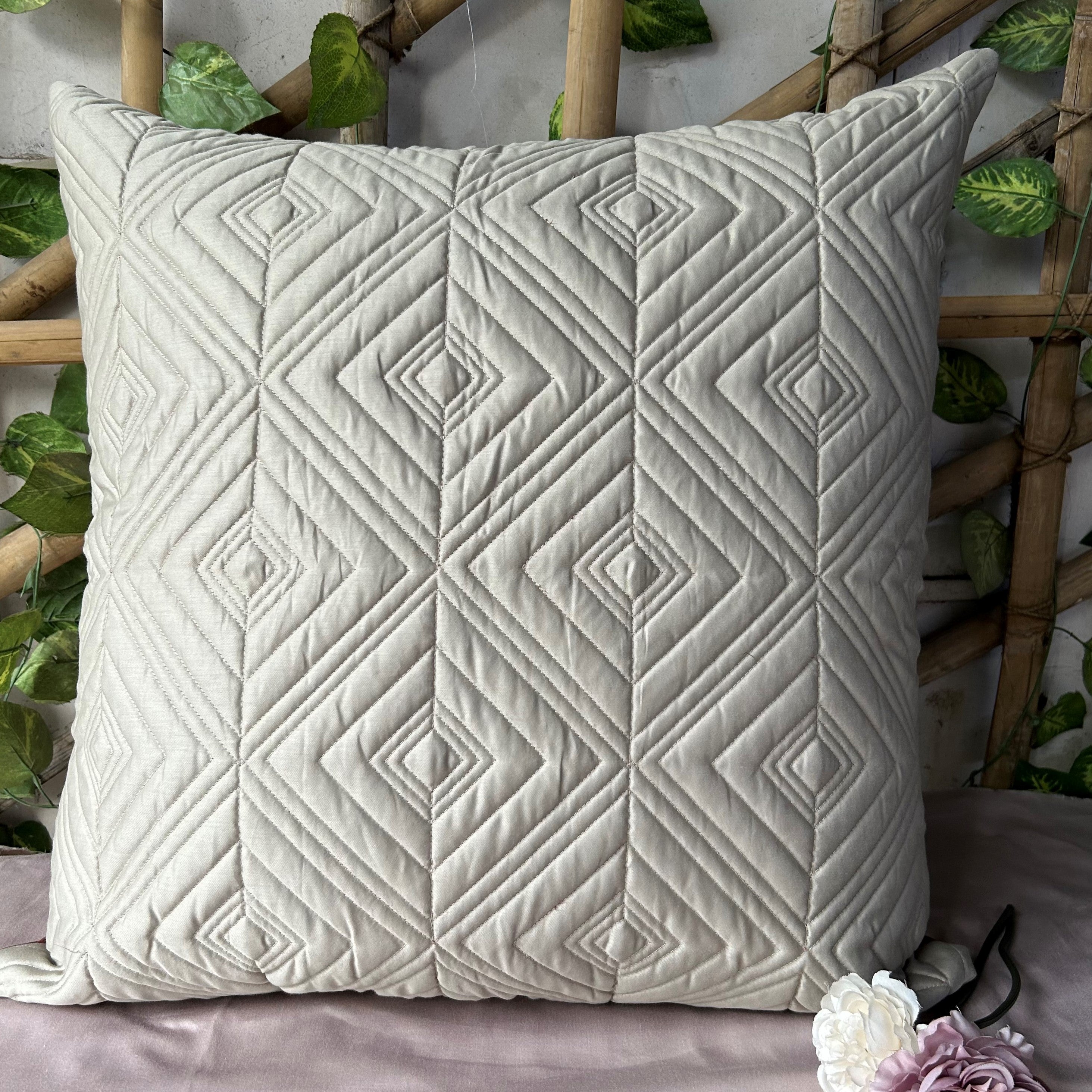 Ripple Beige Quilted Cotton Rich Euro Sham