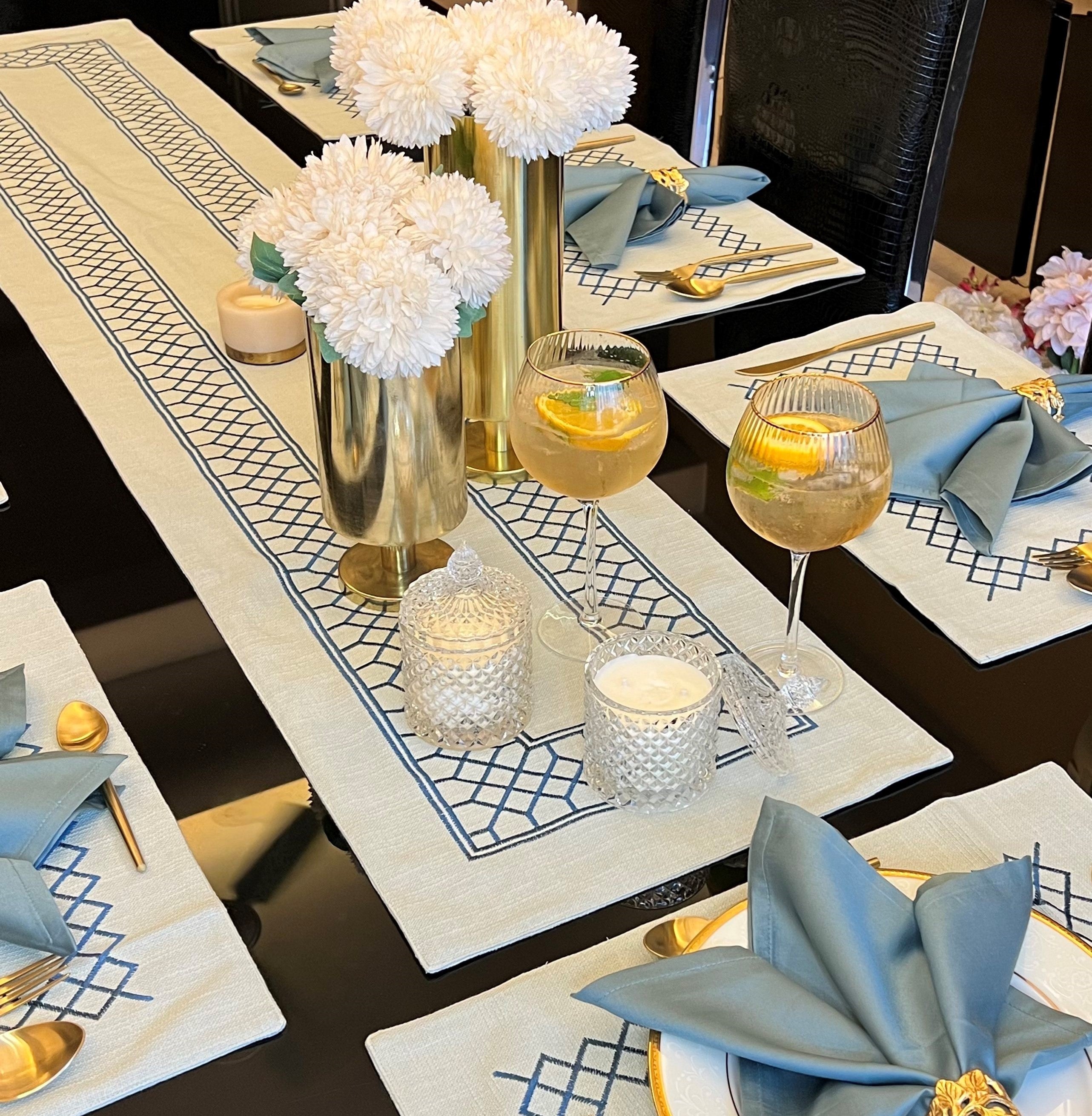 Zigzag Sage Green Table Runner