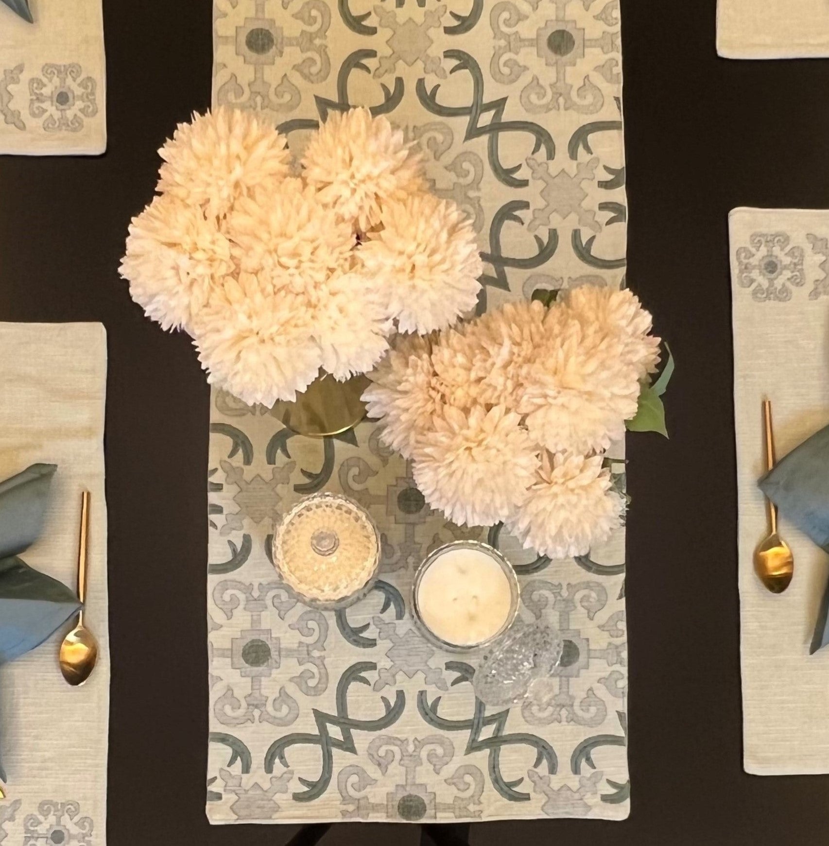 Geo Sage Green Table Runner
