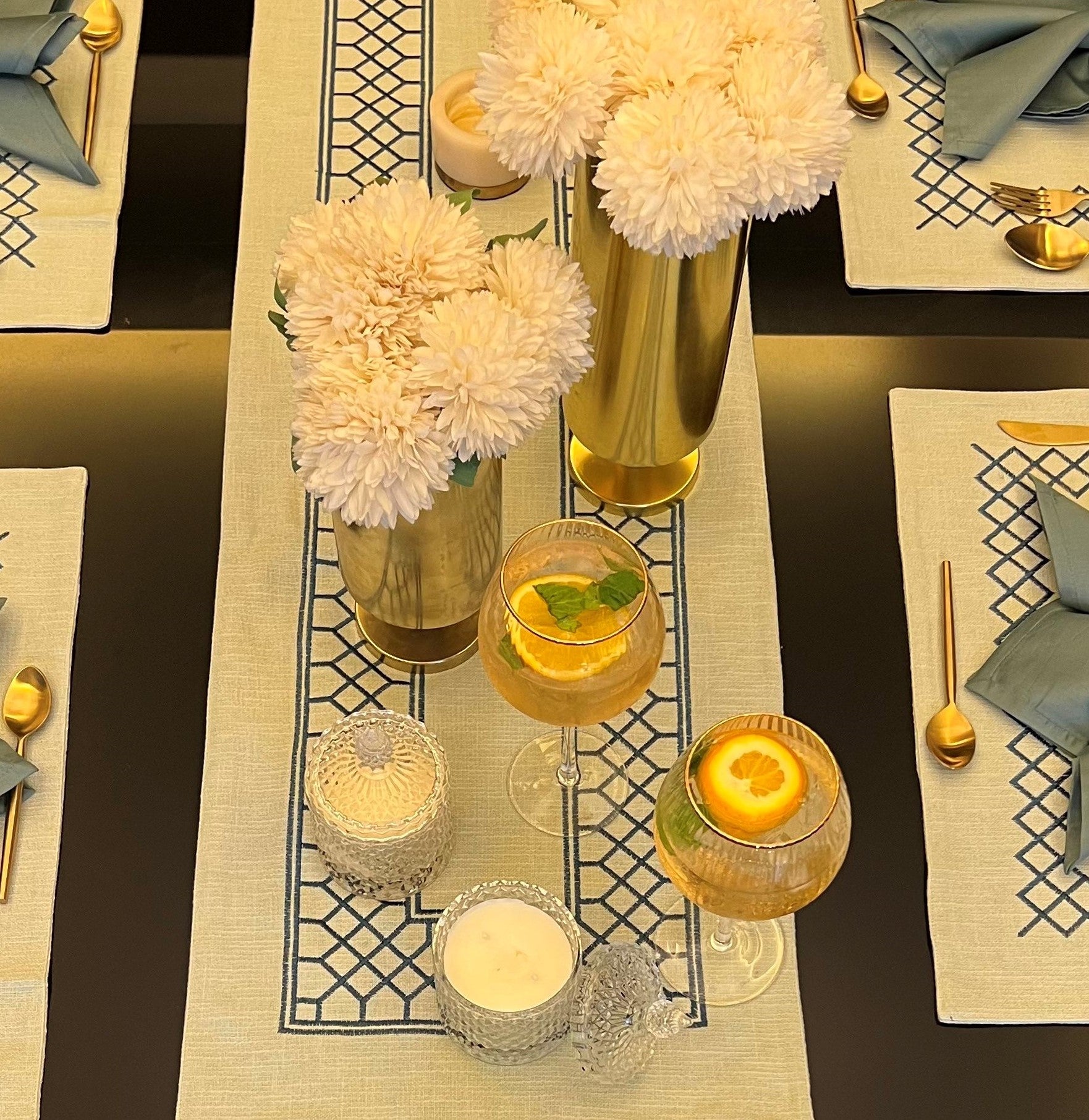 Zigzag Sage Green Table Runner