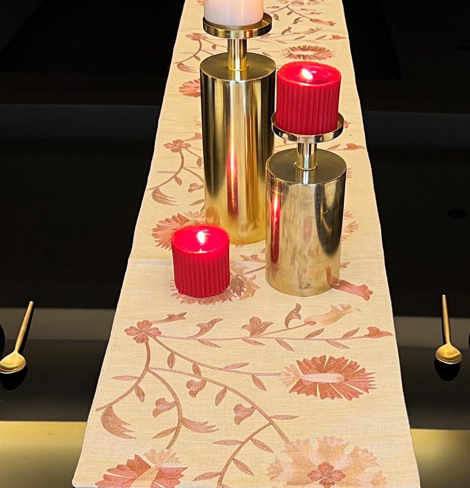 Floral Beige Table Runner