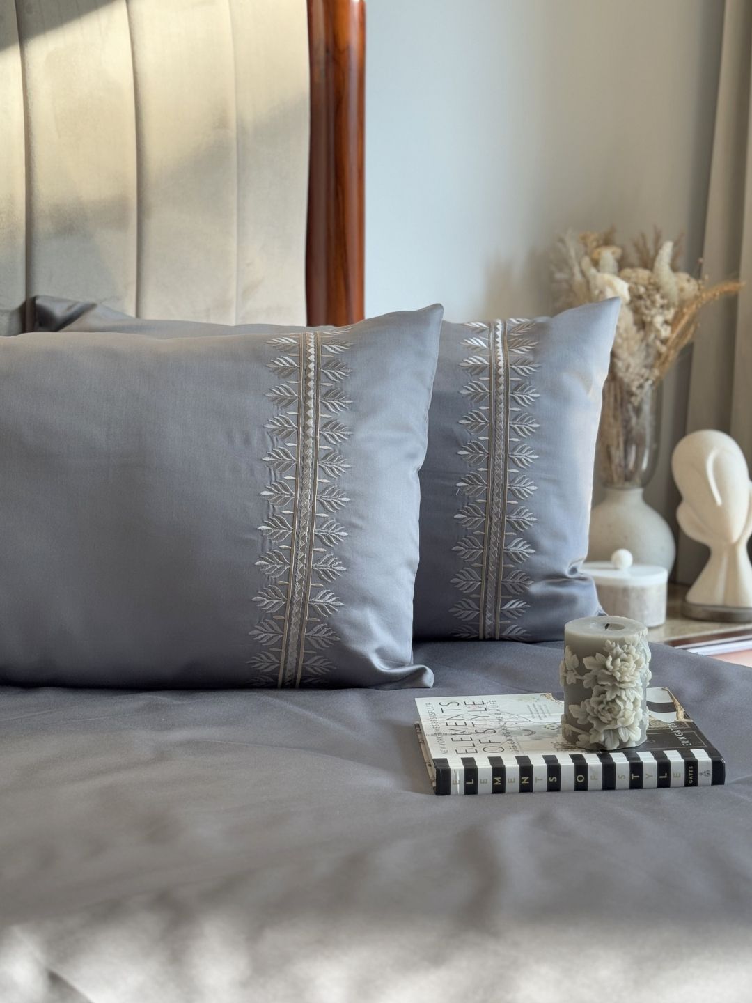 1000TC Cotton Rich Chloe Dark Grey Syona Bedsheet Set